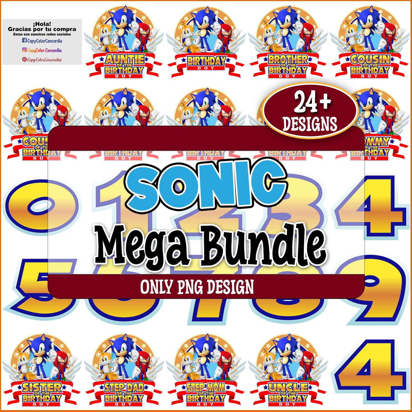 Sonic birthday svg bundle