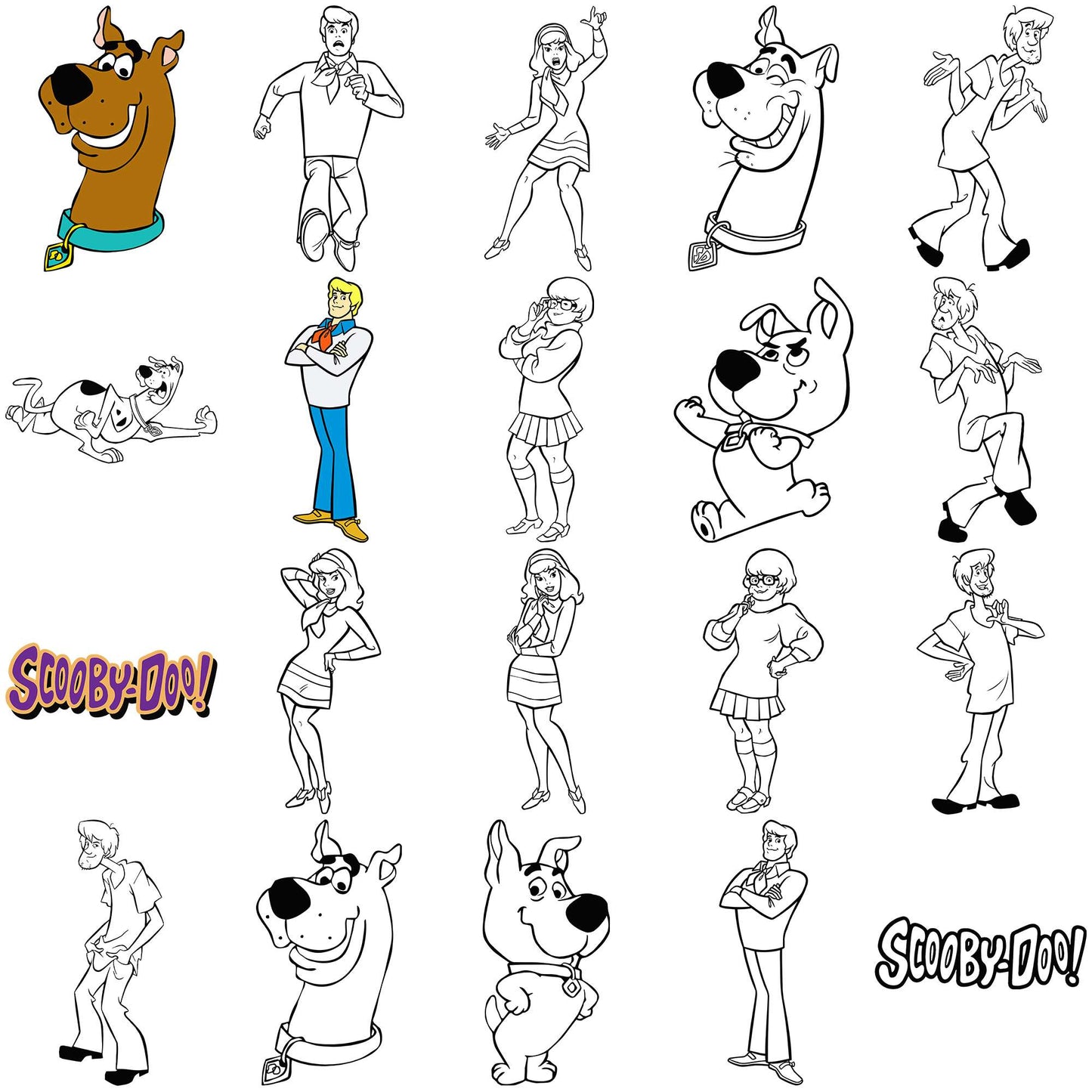 Sooby doo sketch svg bundle, scooby doo movie svg, scooby doo cast svg