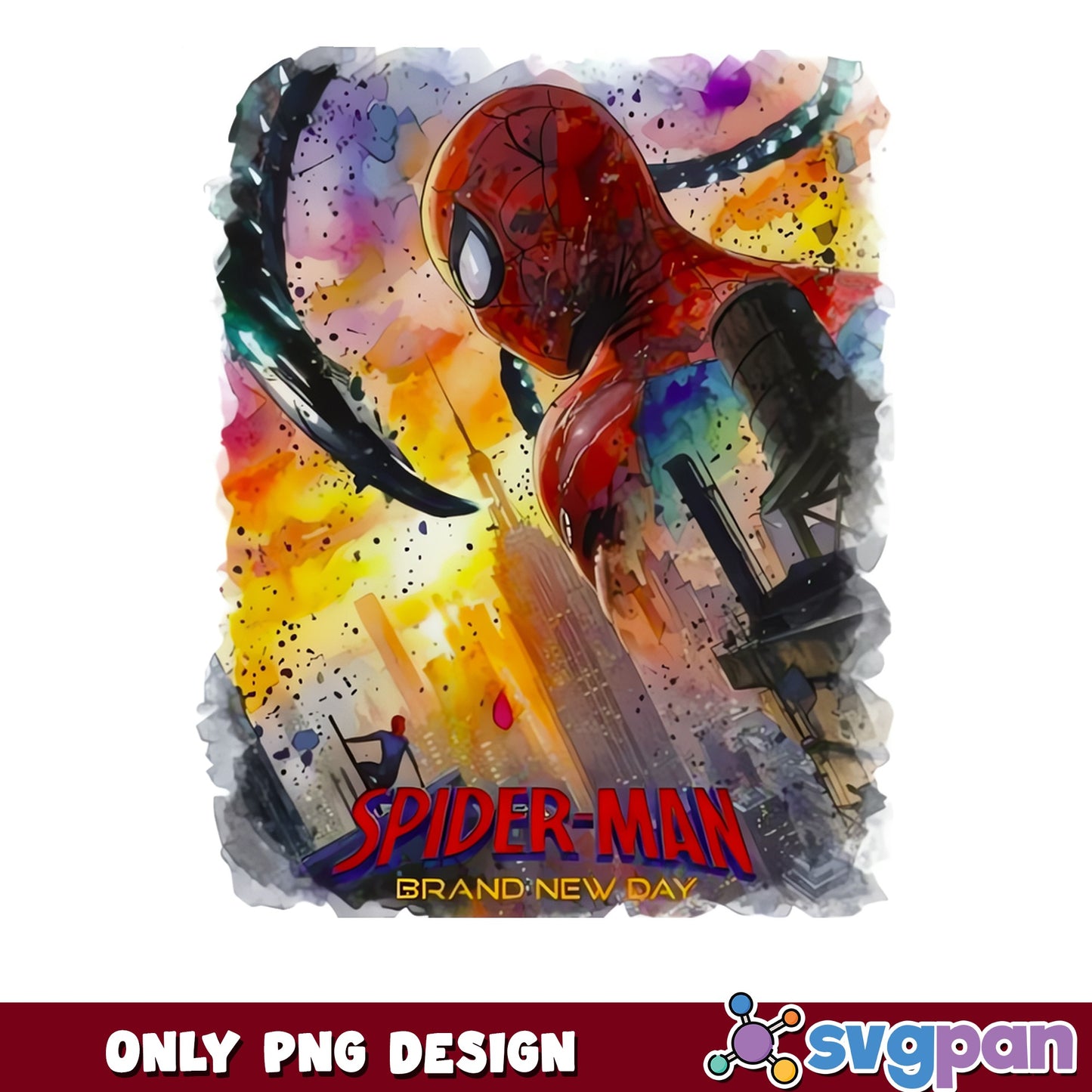 Spider-Man Brand New Day Watercolor PNG, Marvel PNG, Superhero PNG