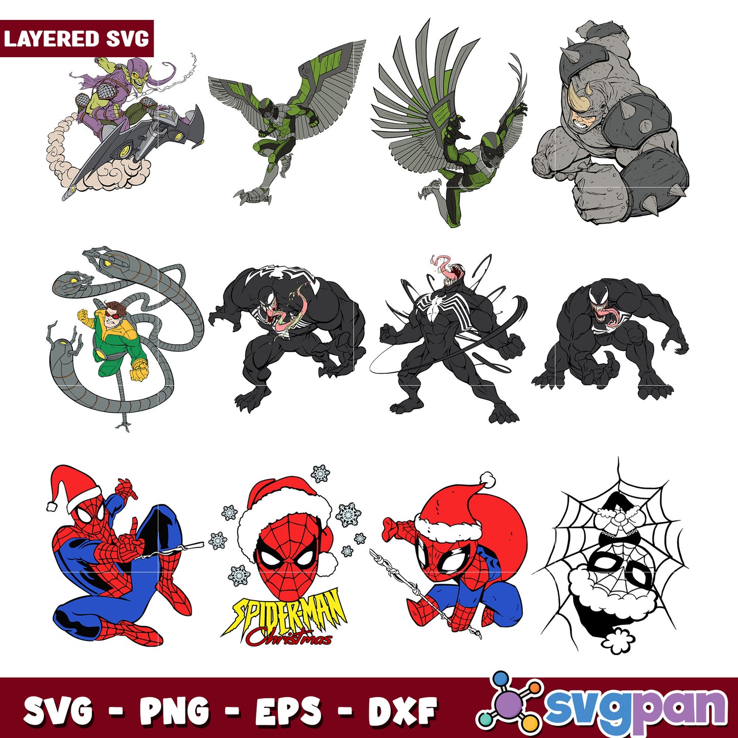 Spider Man Villains Layered SVG Bundle Designs