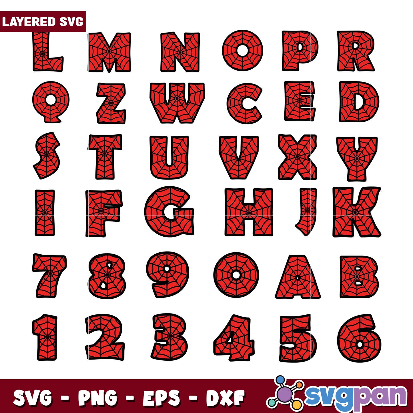 Spider Web Alphabet Bundle SVG Files for Crafts