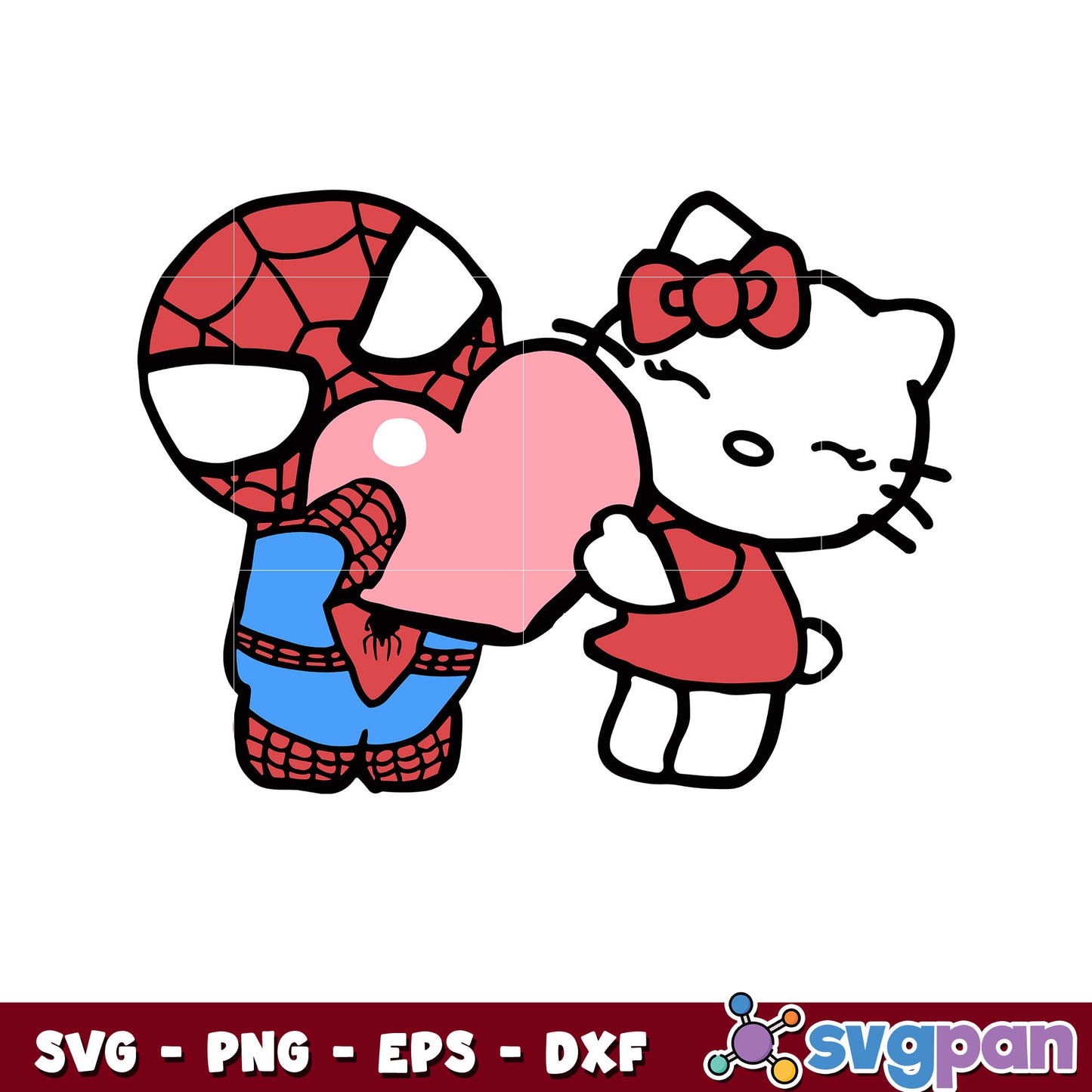 Spider and Kitty heart valentine svg, hello kitty valentines svg