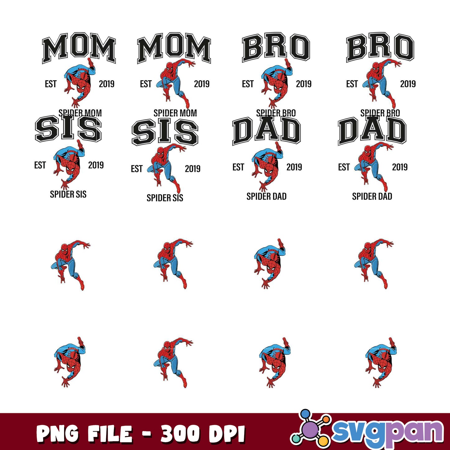 Spiderman Family PNG Bundle 300 DPI