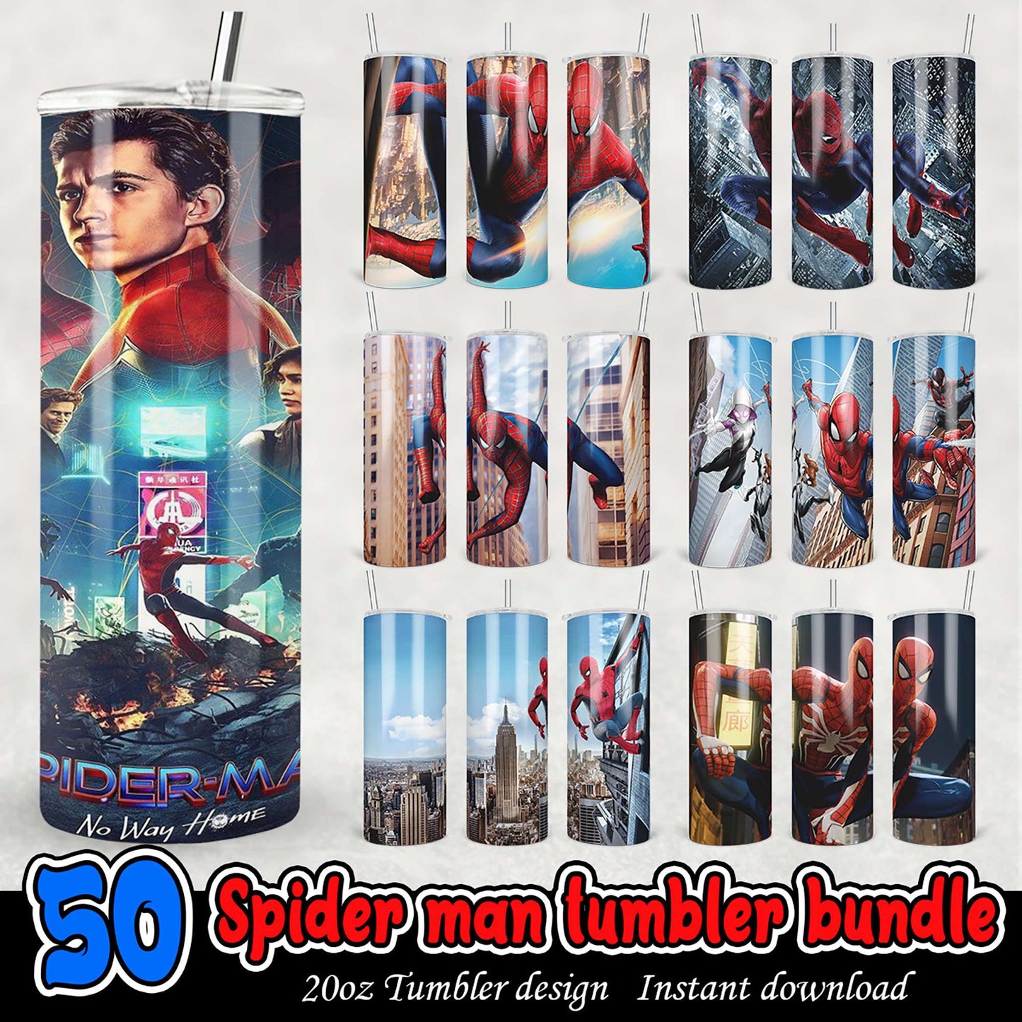 Spiderman Tumbler Bundle PNG 20oz Designs
