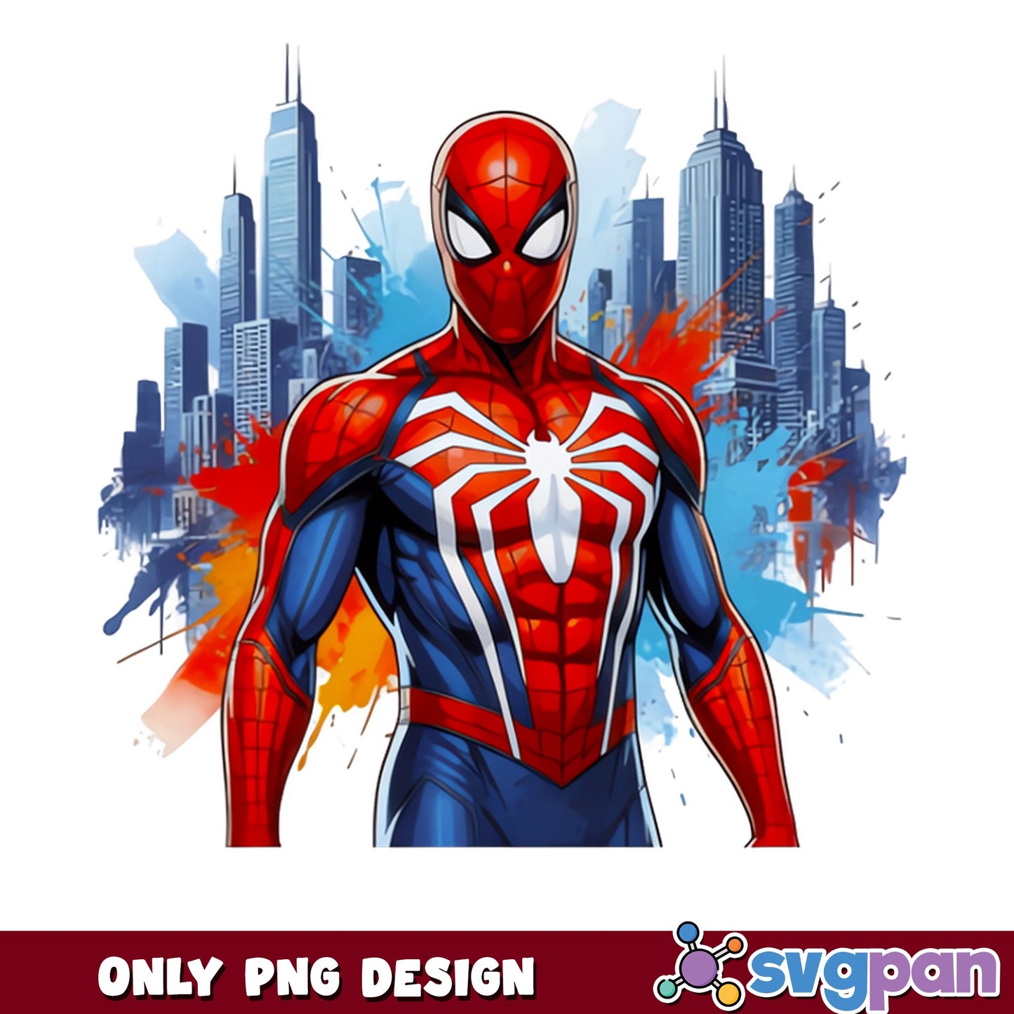 Spiderman City Watercolor PNG, Marvel Superhero PNG, Spider Man PNG