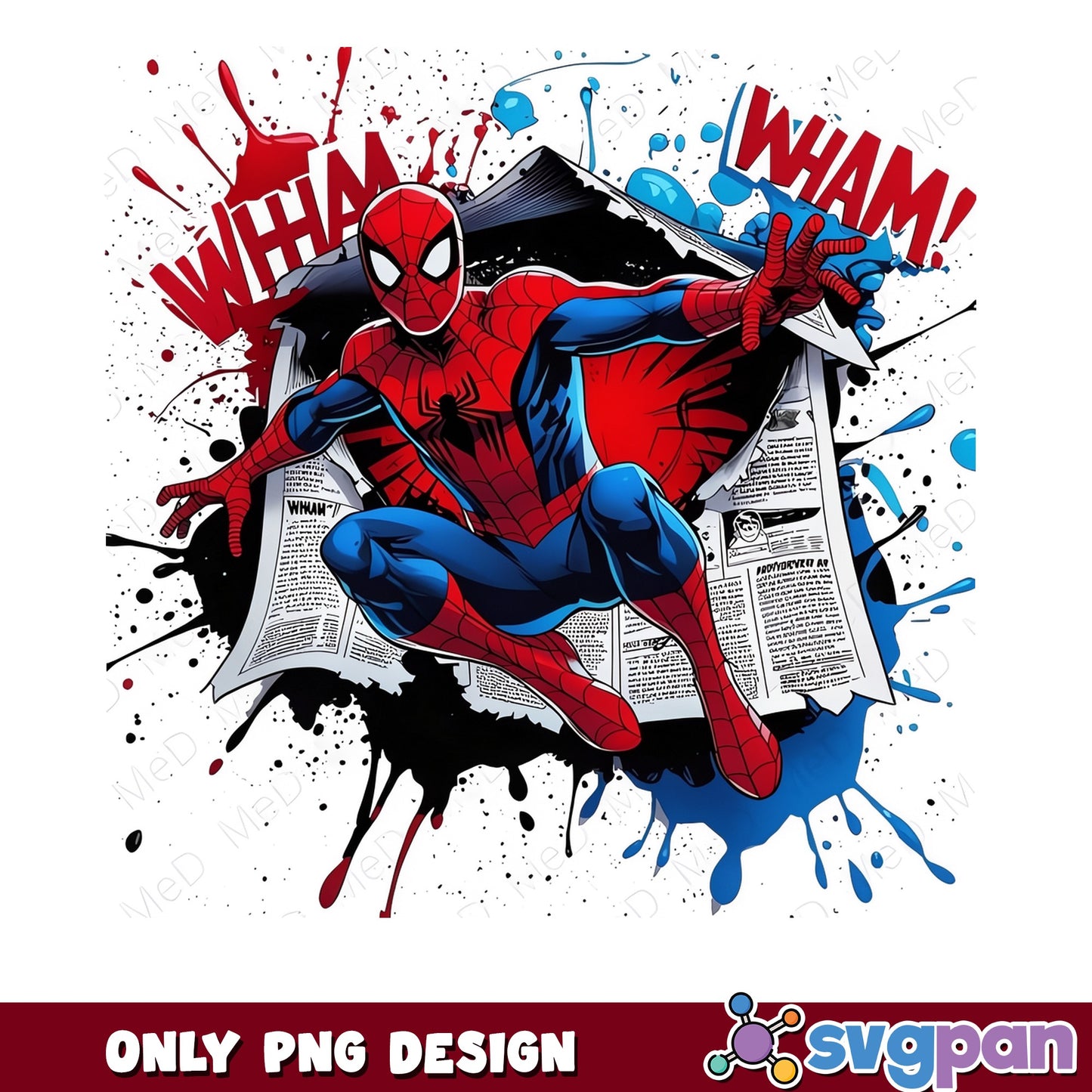 Spiderman Comic Style PNG, Marvel Superhero PNG, Wham PNG