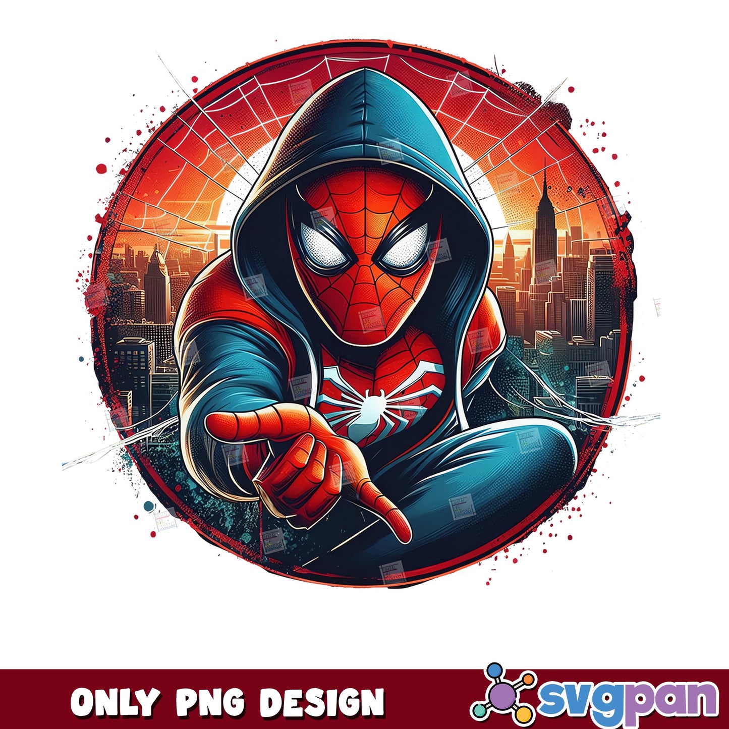 Spiderman Hoodie PNG, Marvel Superhero PNG, Spider-Man City PNG