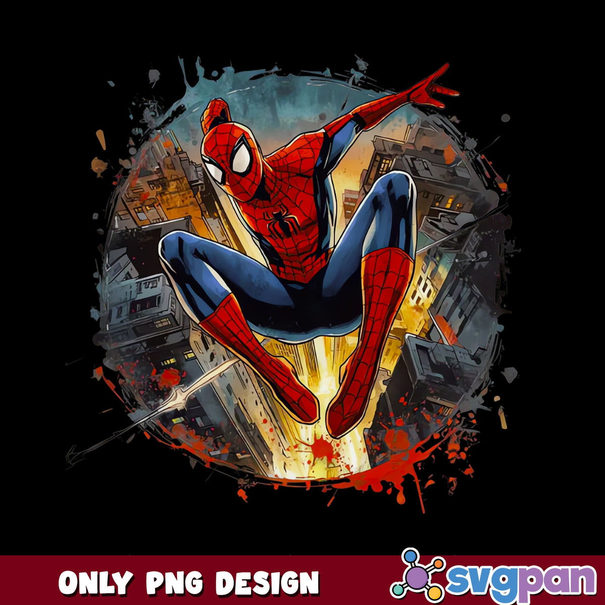 Spiderman Swinging City PNG, Marvel Superhero PNG, Spider Man PNG