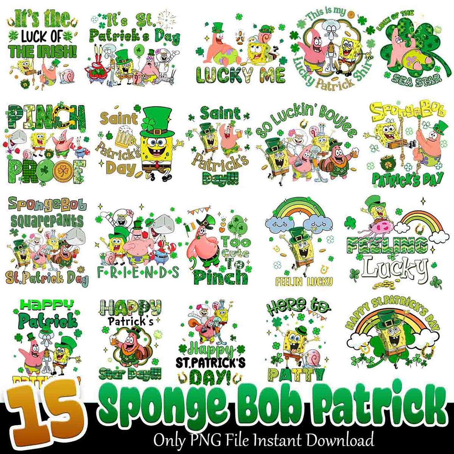 SpongeBob Patrick St Patricks Day PNG Bundle