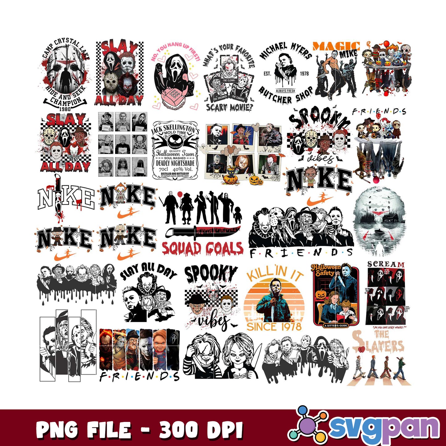 Spooky Friends Bundle PNG 300 DPI Art Graphics