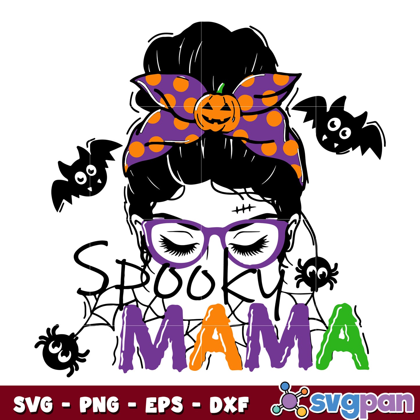 Spooky Mama Messy Bun Halloween svg