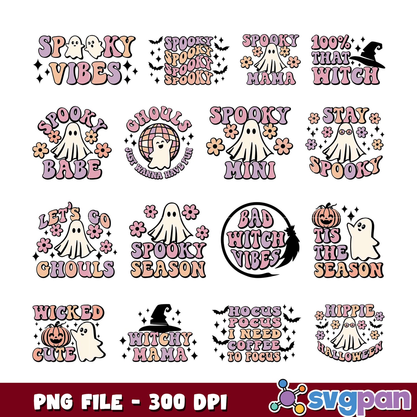 Spooky Season Ghost Bundle PNG