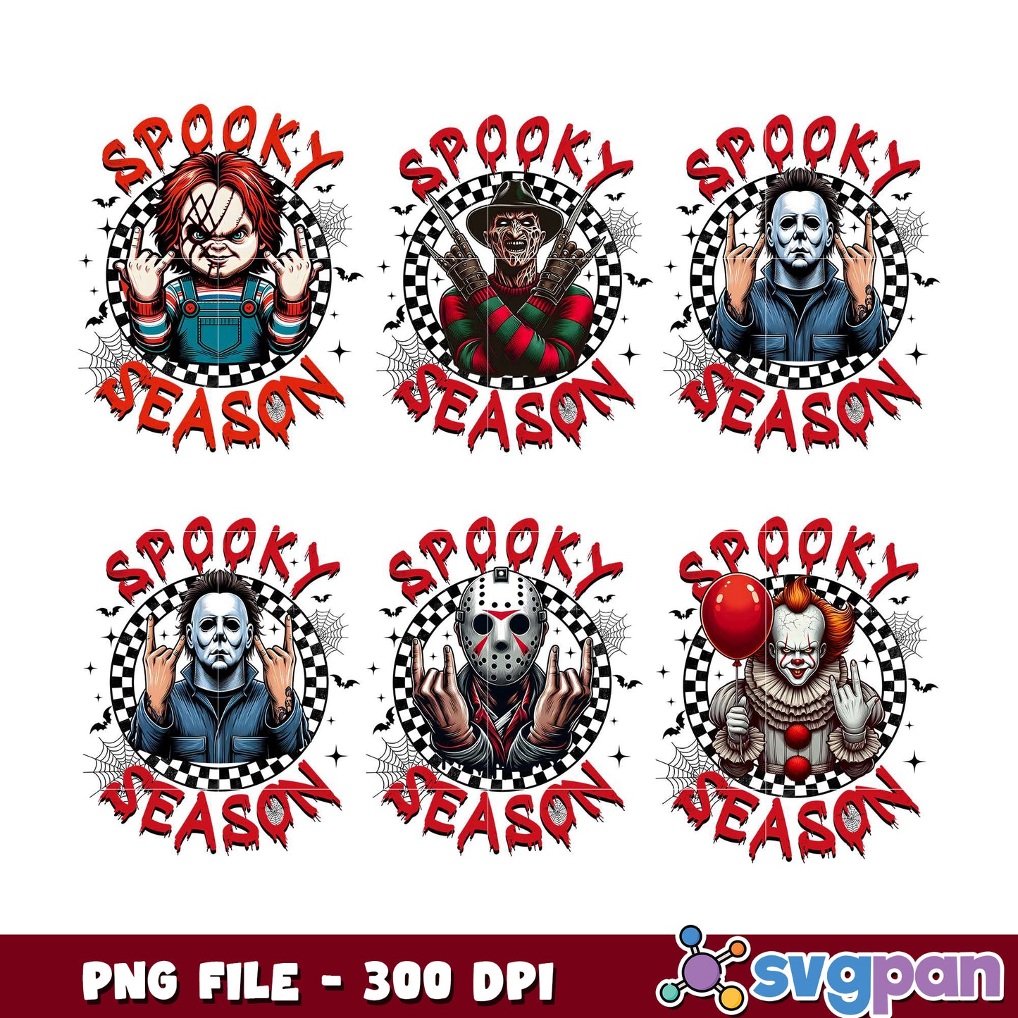 Spooky Season Horror Icons PNG Bundle