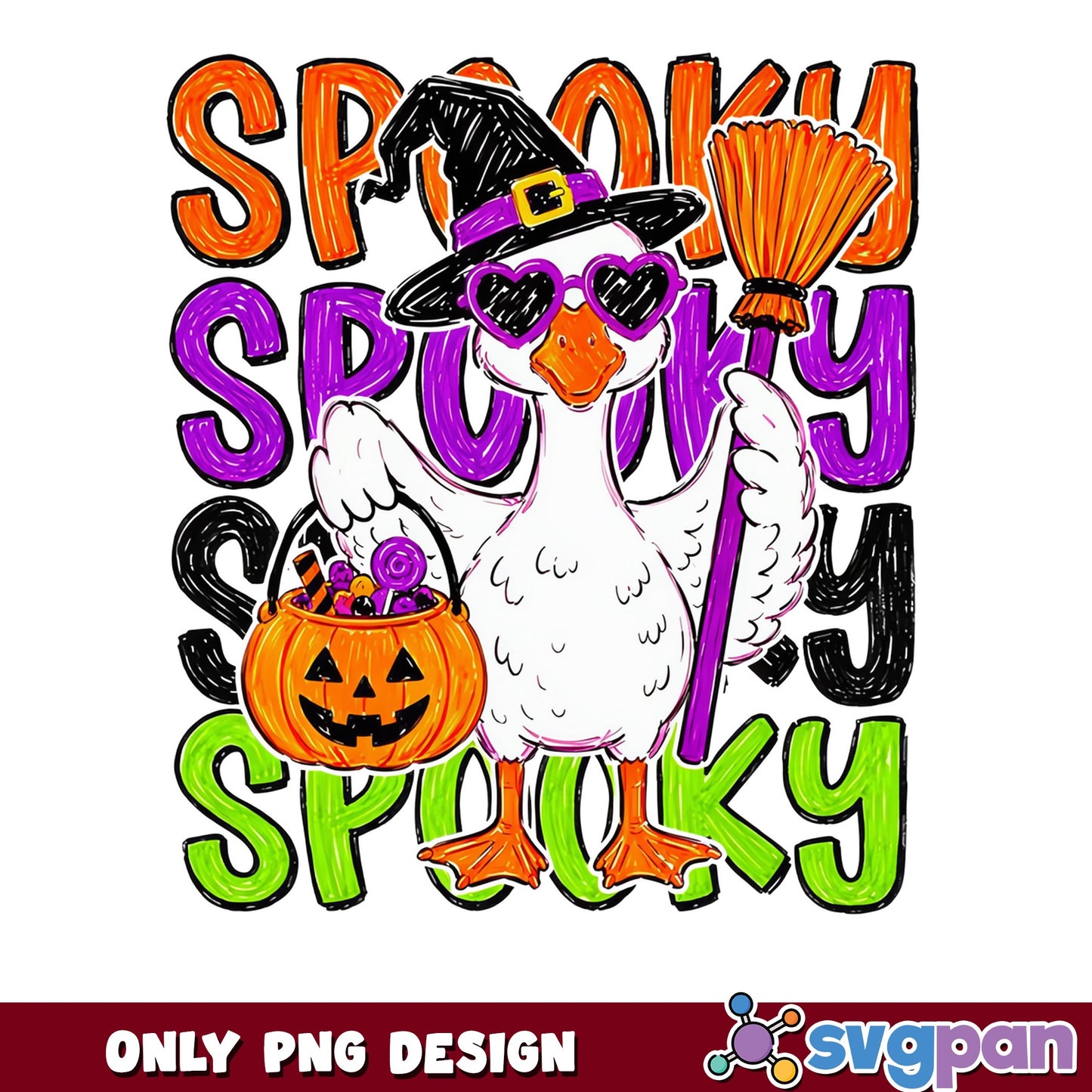 Spooky Goose Halloween PNG, Witch Duck Halloween, Funny Goose PNG
