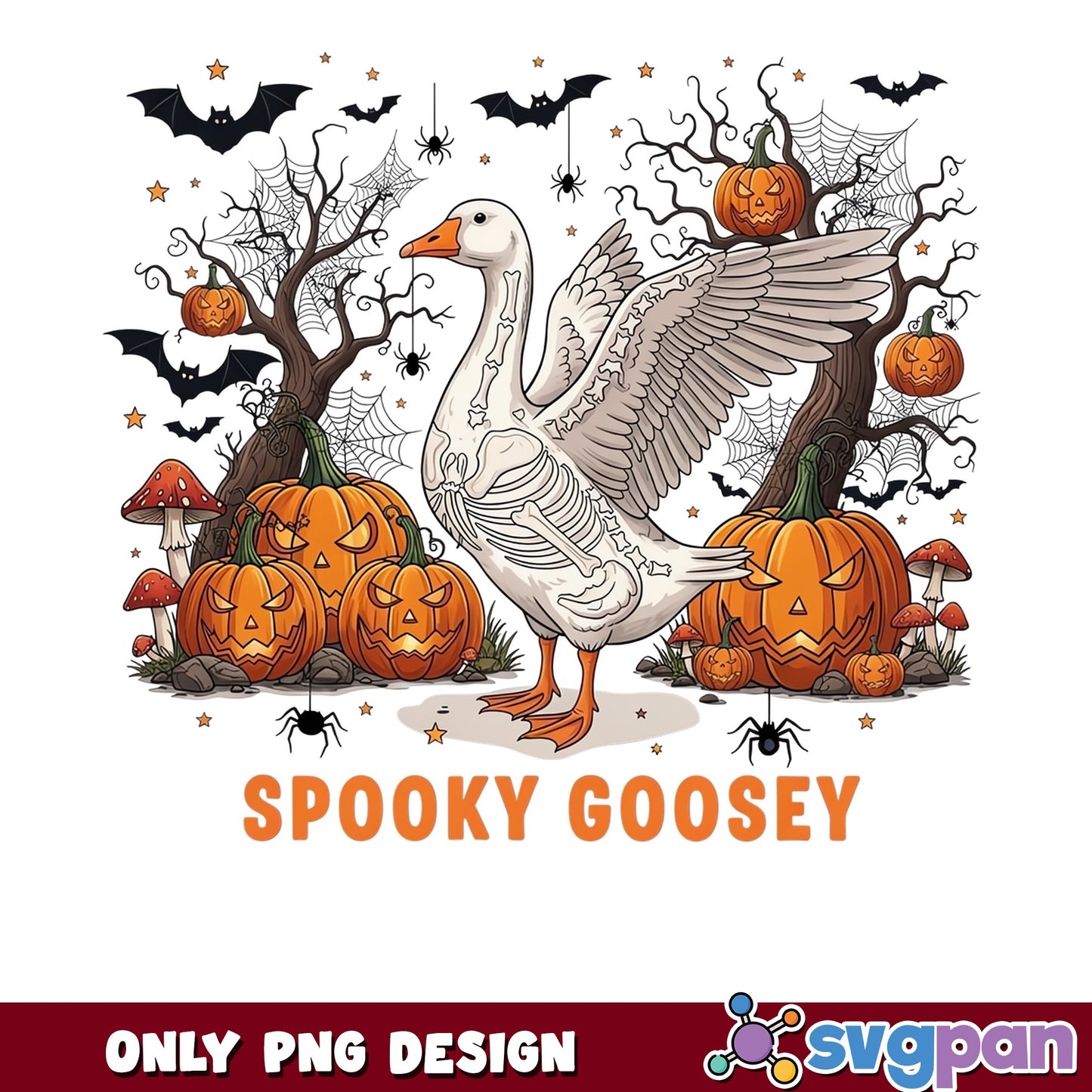 Spooky Goosey Halloween PNG, Skeleton Goose PNG, Halloween PNG