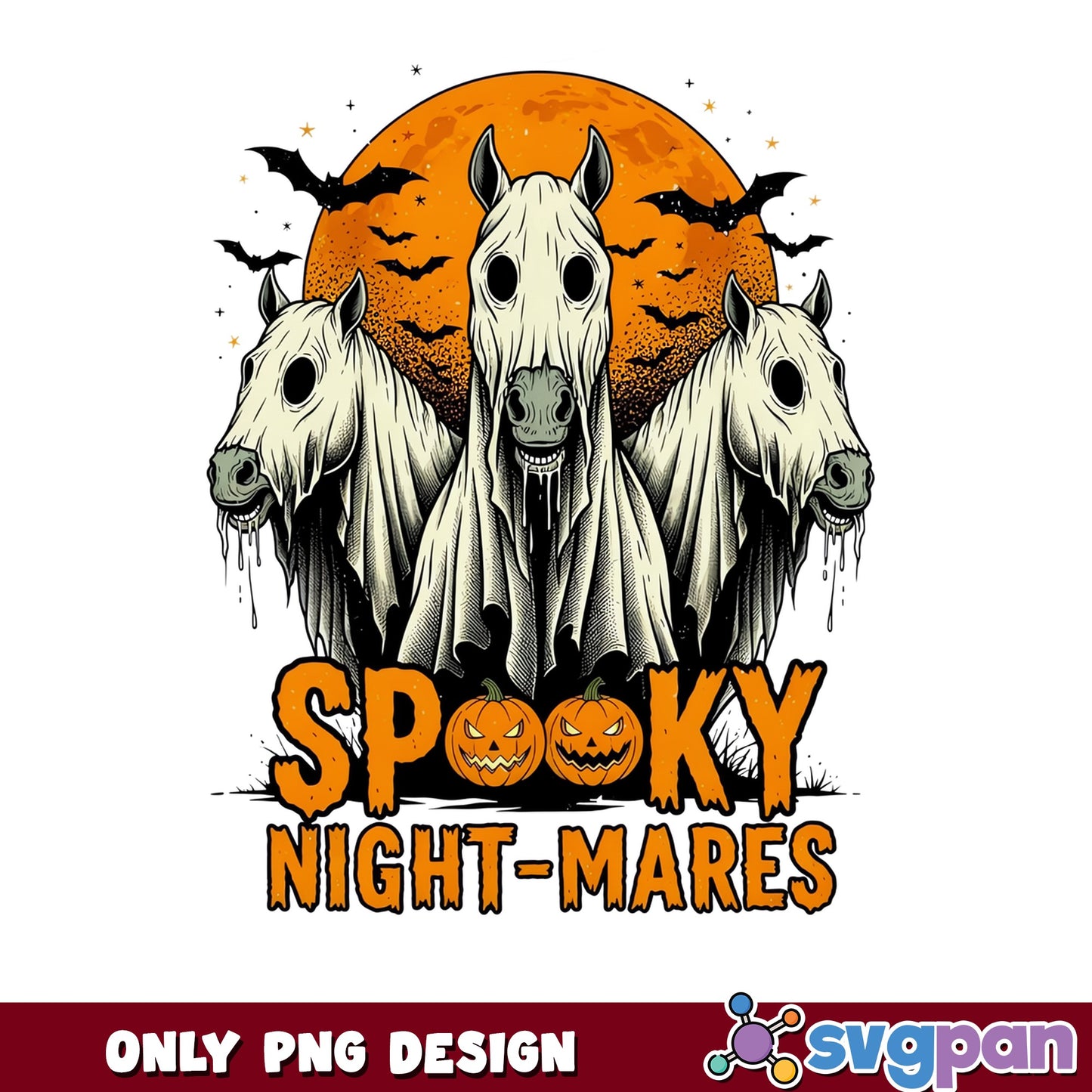 Spooky Night-Mares Halloween Horse PNG, Ghost Horse PNG, Halloween PNG