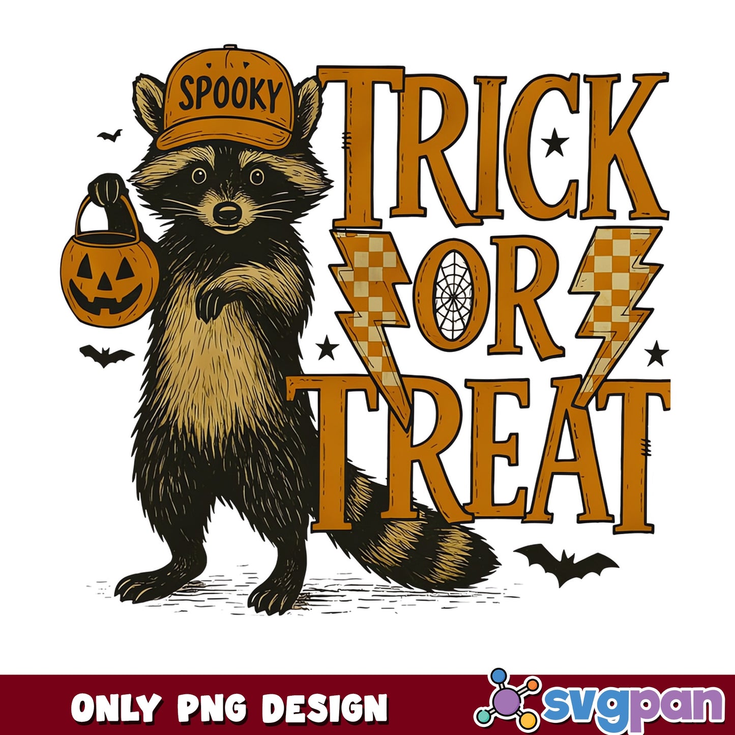 Spooky Raccoon Trick Or Treat Halloween PNG, Raccoon PNG, Halloween PNG