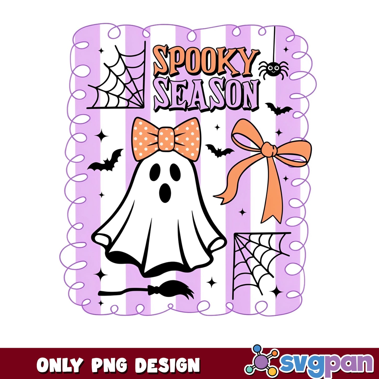 Spooky Season Ghost PNG, Halloween Coquette Bow PNG, Ghost PNG