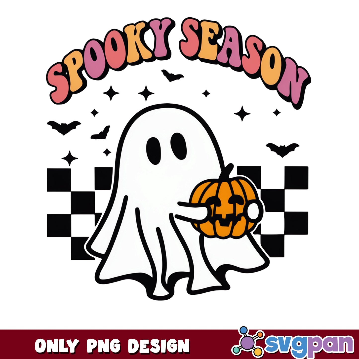 Spooky Season Ghost PNG, Halloween Ghost Pumpkin PNG, Retro Halloween PNG