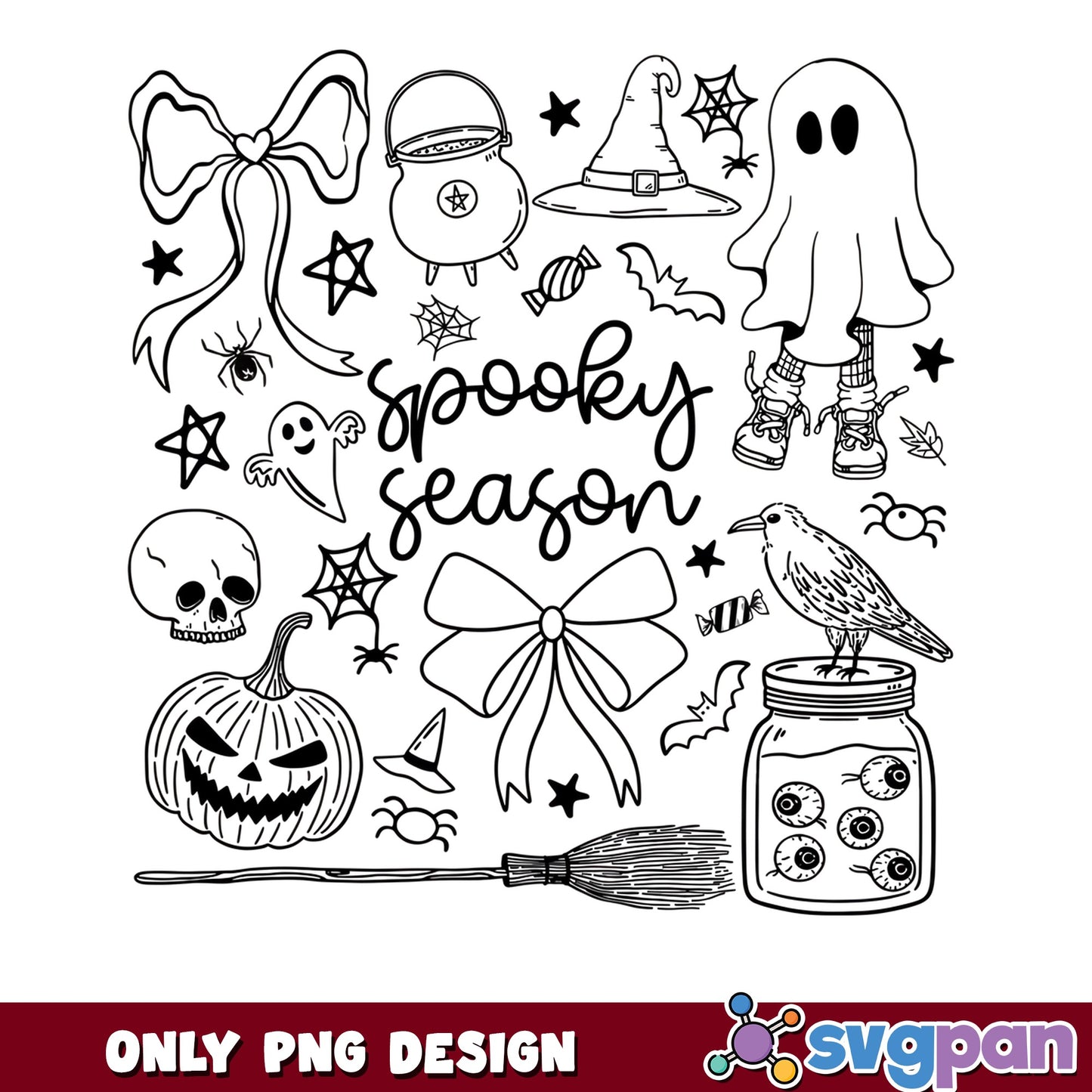 Spooky Season Halloween PNG, Ghost Pumpkin Witch PNG, Halloween Clipart PNG