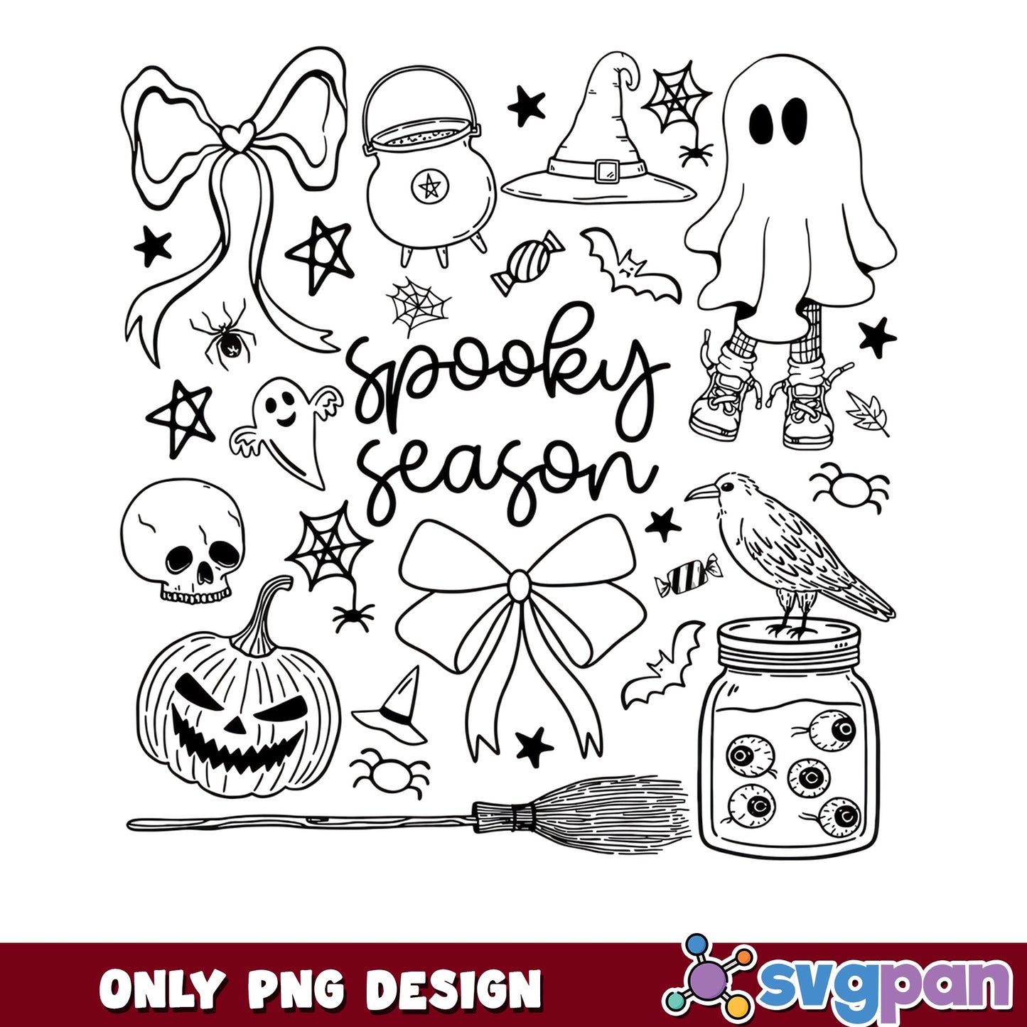 Spooky Season Halloween PNG, Halloween Clipart Bundle PNG, Ghost Pumpkin PNG