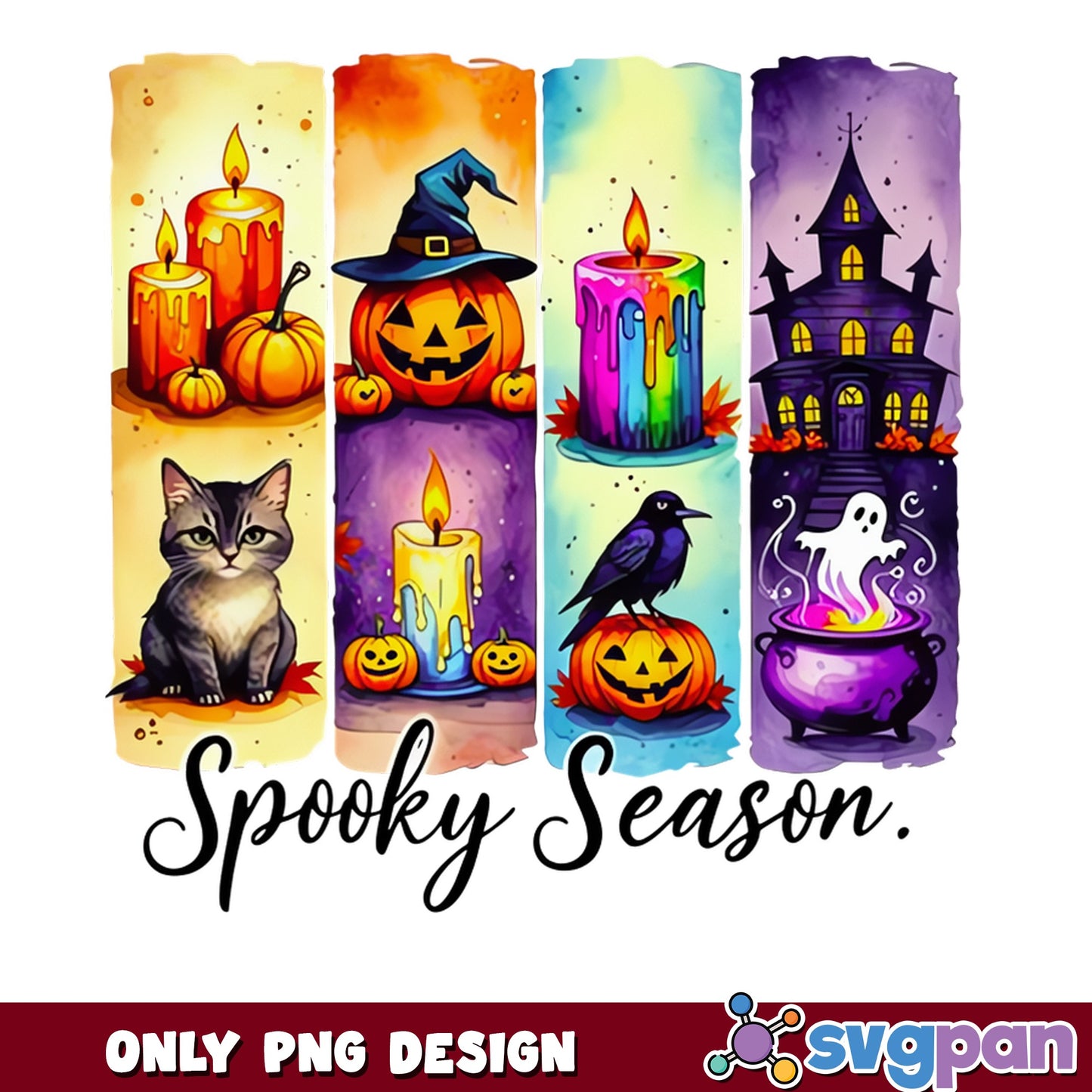 Spooky Season Halloween PNG, Witch Pumpkin Ghost PNG, Halloween Clipart PNG