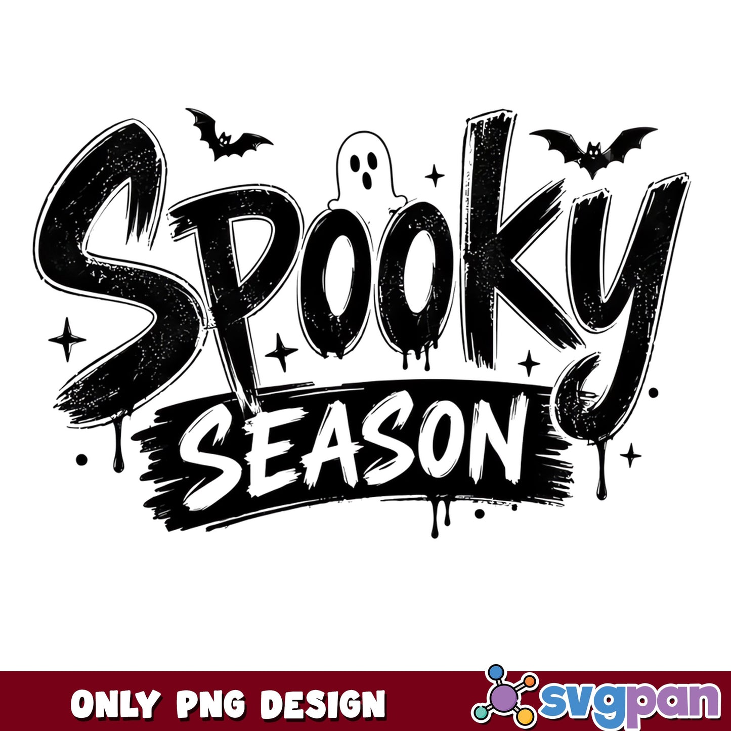 Spooky Season PNG, Halloween Ghost Bat PNG, Halloween PNG