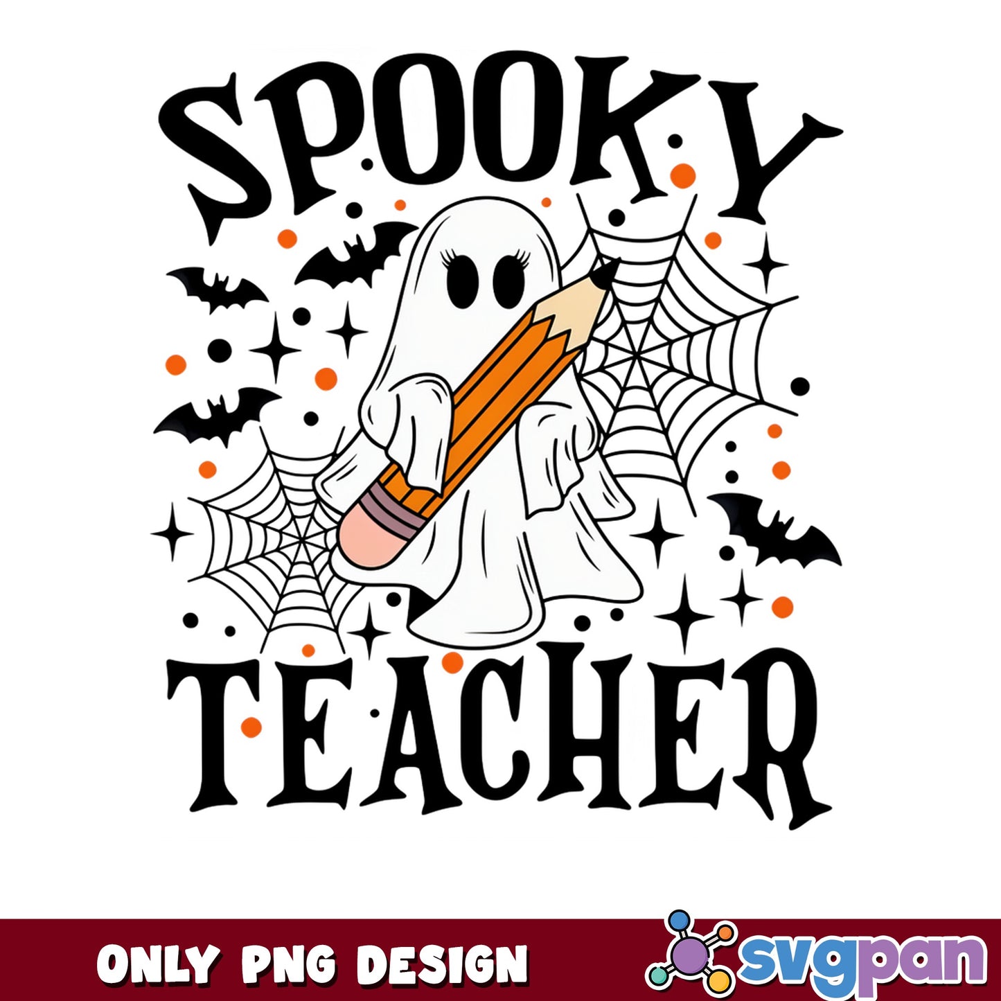 Spooky Teacher Halloween PNG, Ghost Teacher PNG, Halloween PNG