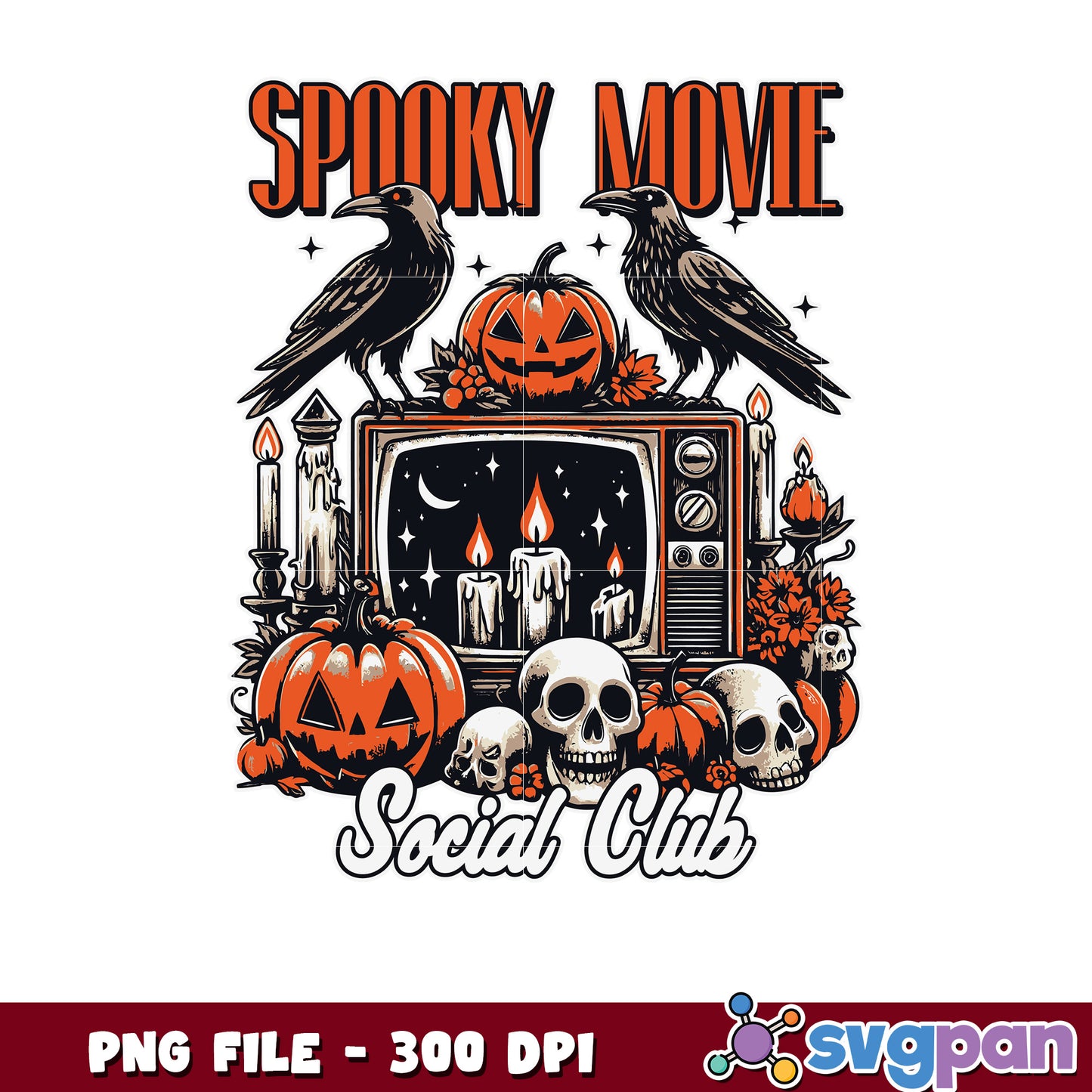 Spooky move social club png, scary characters png, halloween holiday png