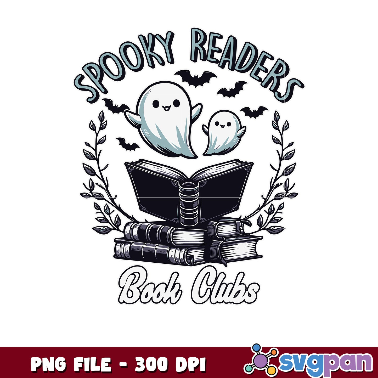 Spooky readers book club png, scary characters png, halloween holiday png