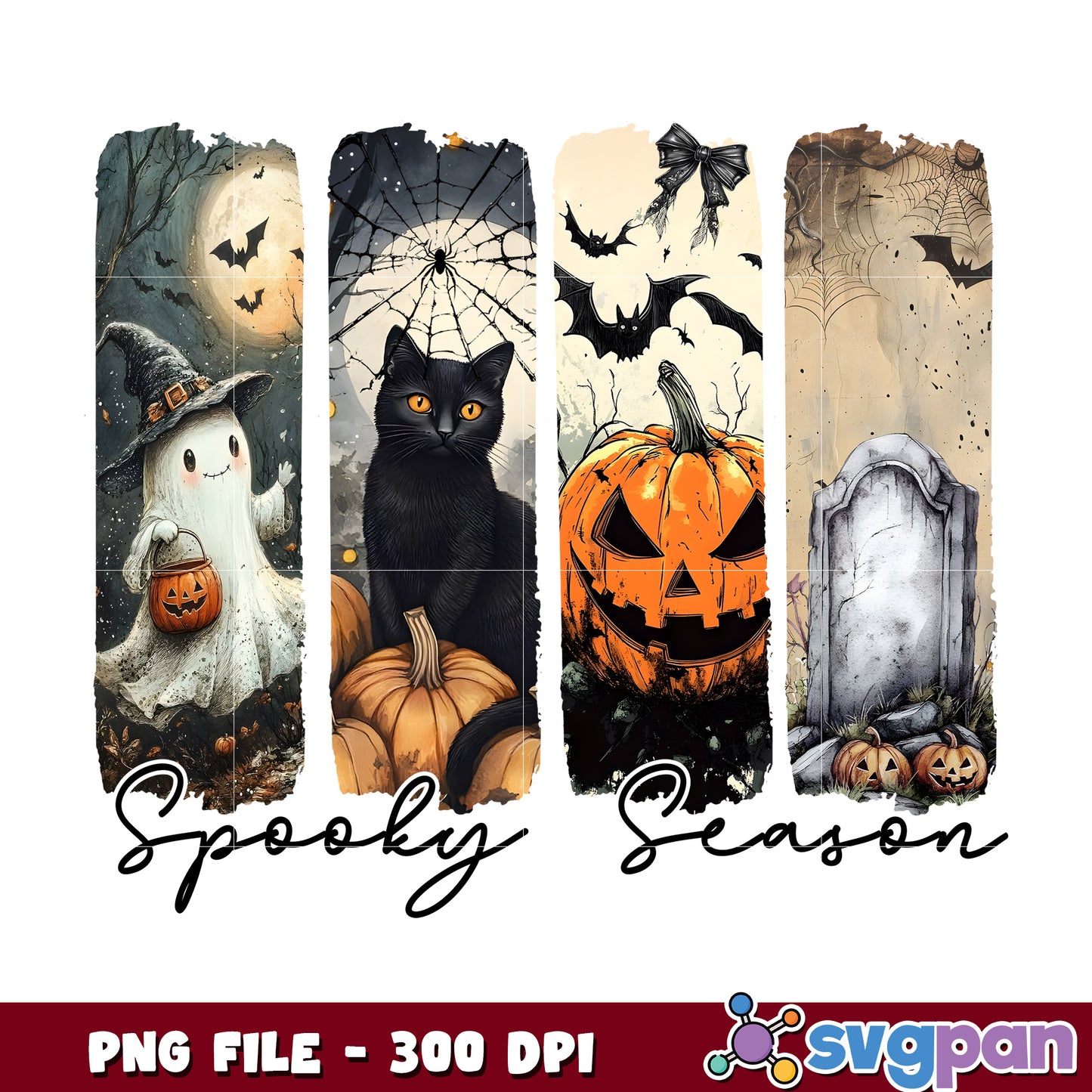 Spooky season design png, halloween pumpkin png, halloween songs png