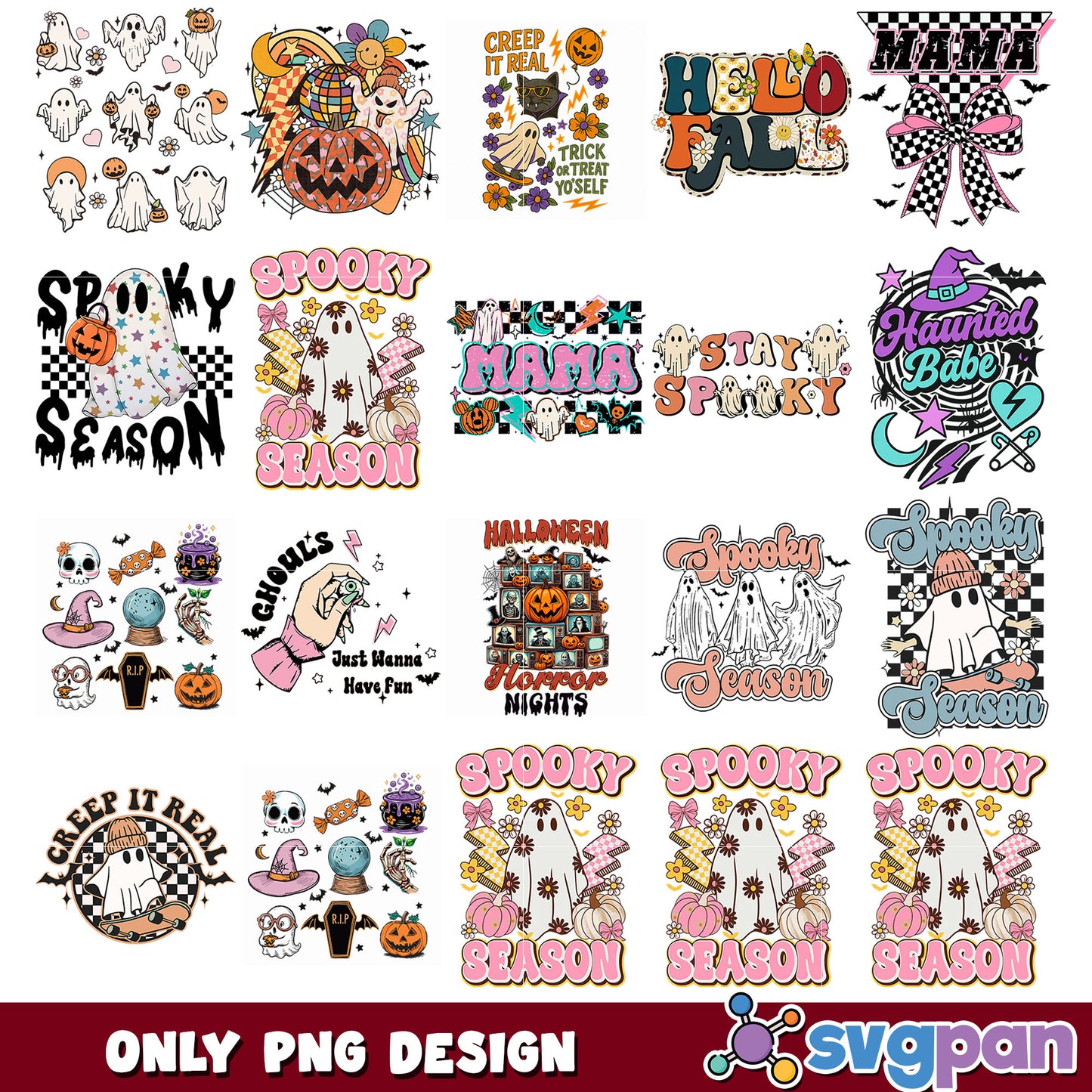 Spooky season ghost png bundle