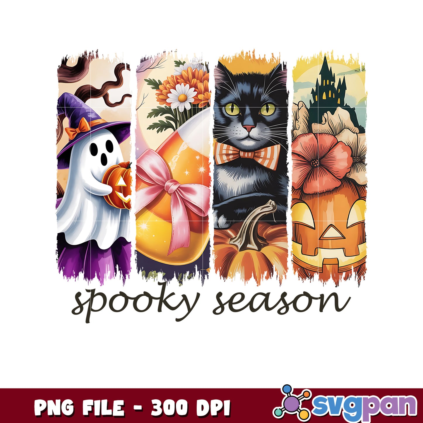 Spooky season halloween design png, halloween season png, scary monster png