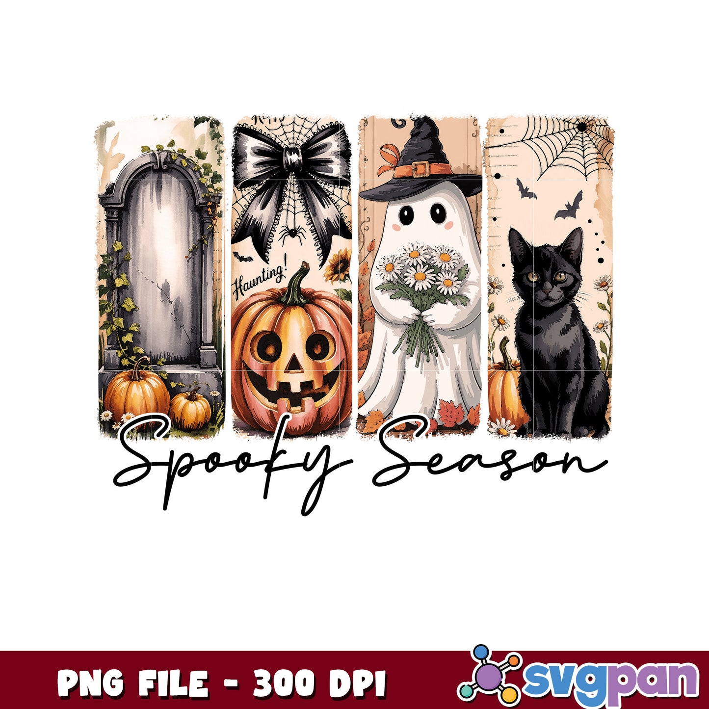 Spooky season halloween ghost png, trick or treat png, halloween skeletons png