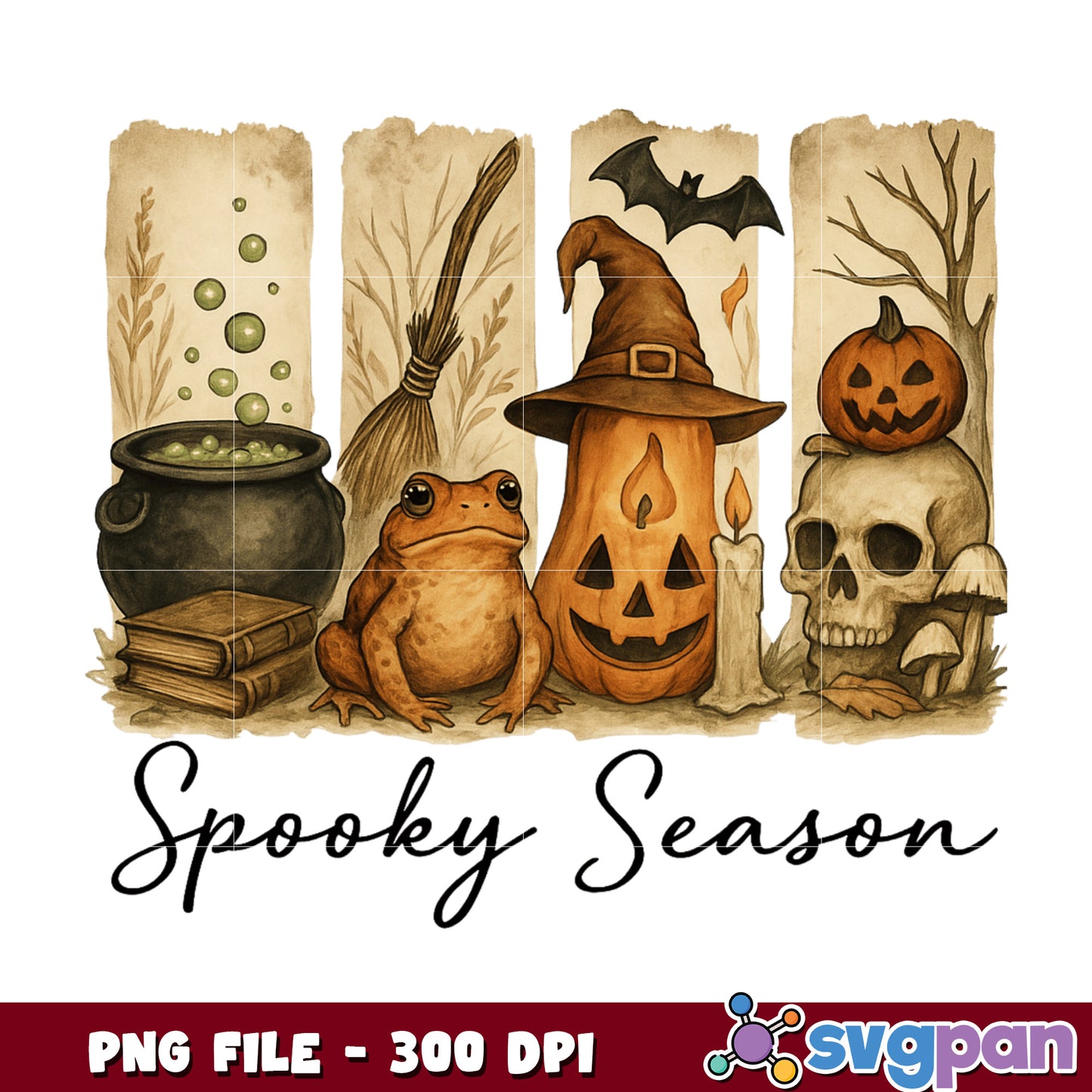 Spooky season halloween png, halloween cartoons png, halloween decor png