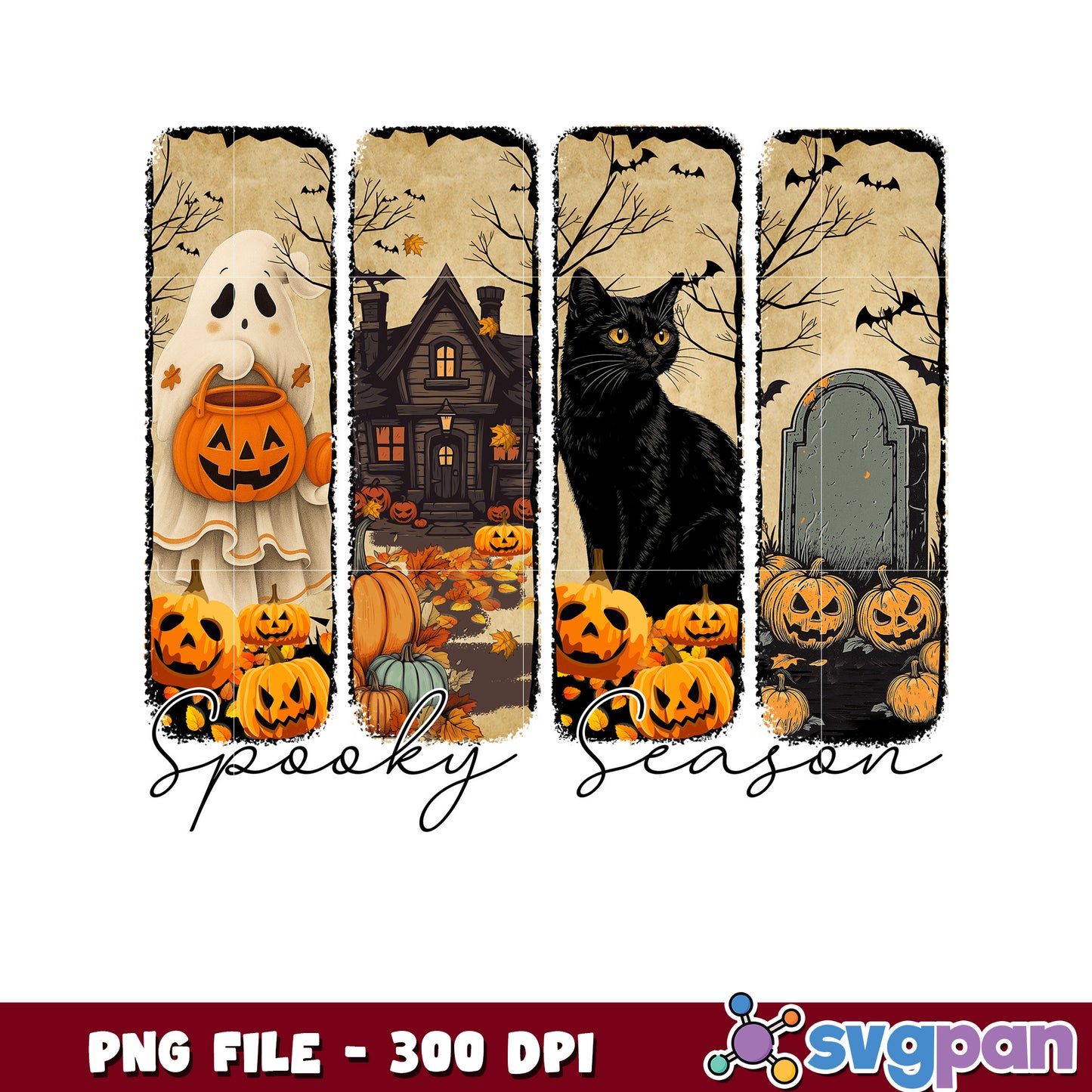 Spooky season halloween png, trick or treat png, halloween skeletons png