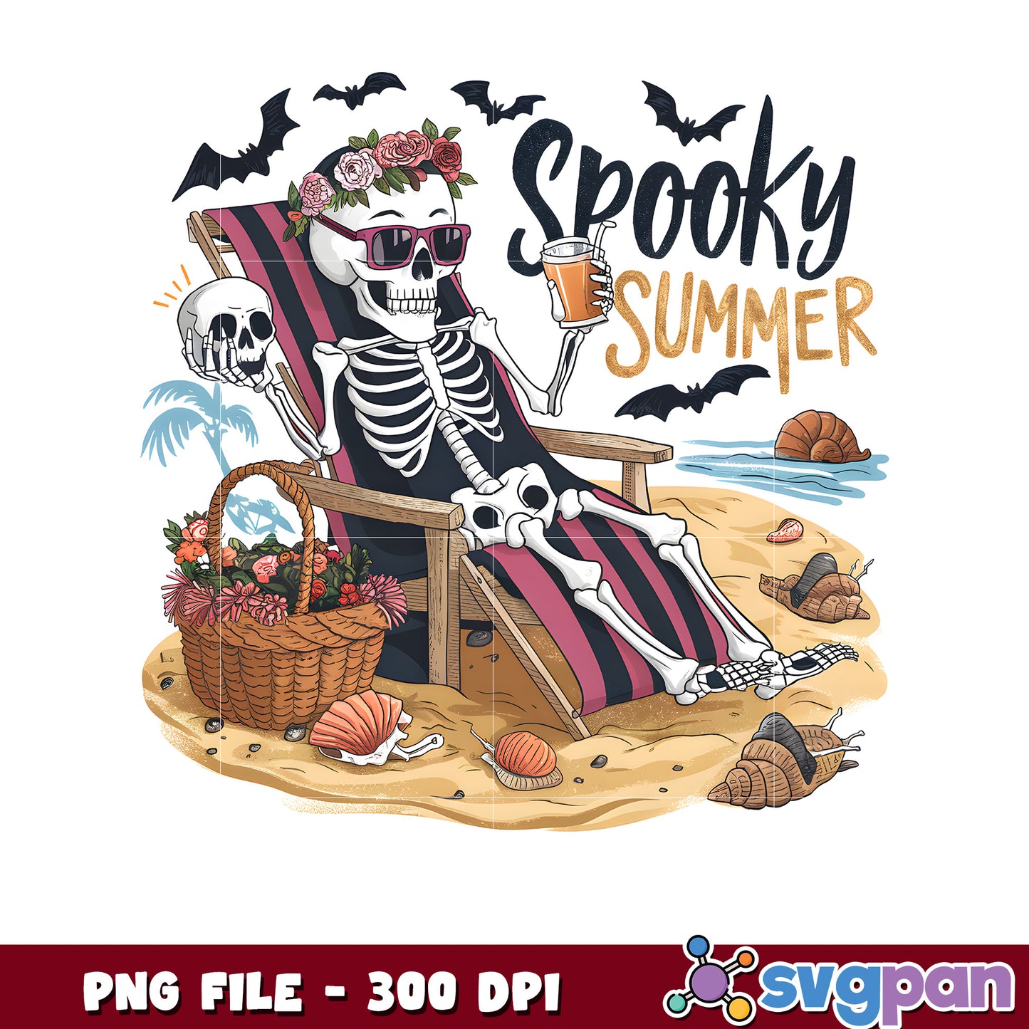 Spooky summer skeleton png, trick or treat png, halloween skeletons png