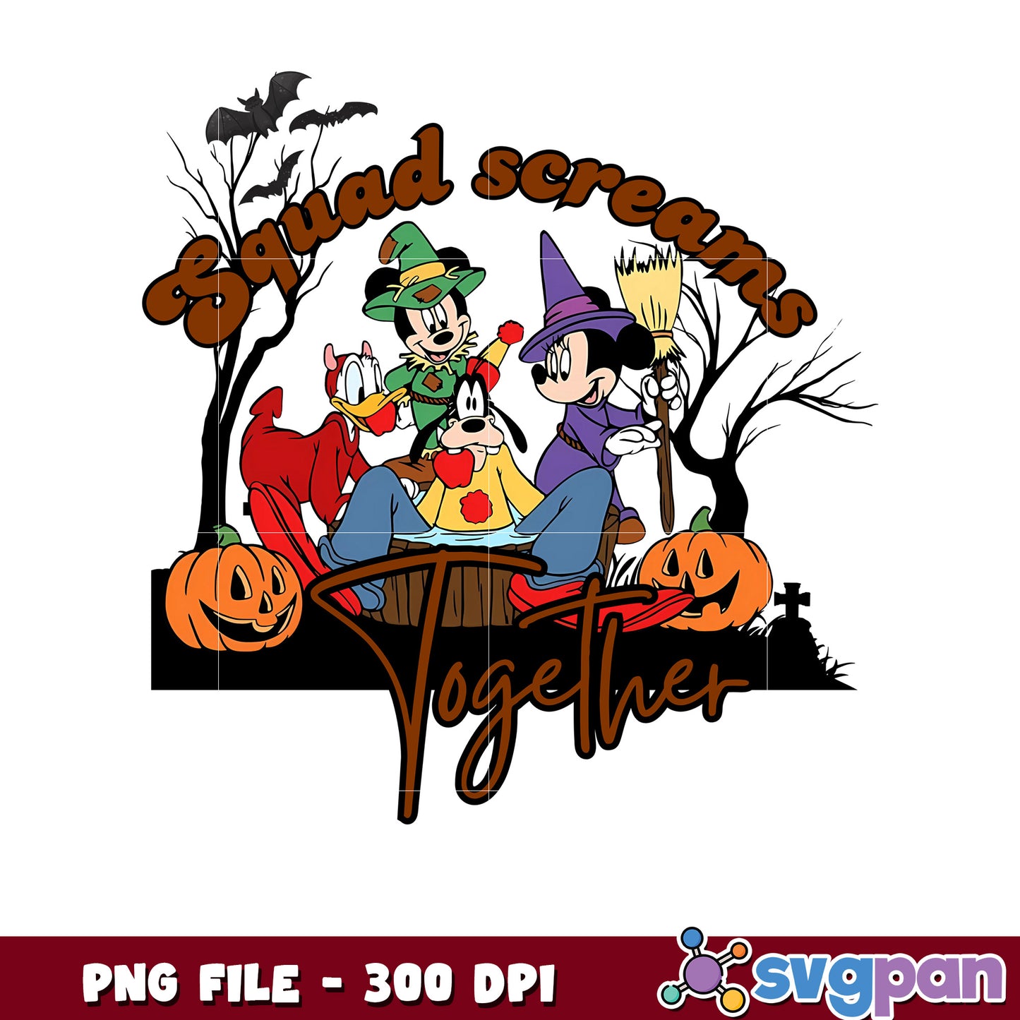 Squad screams together png, time to halloween png, funny halloween png