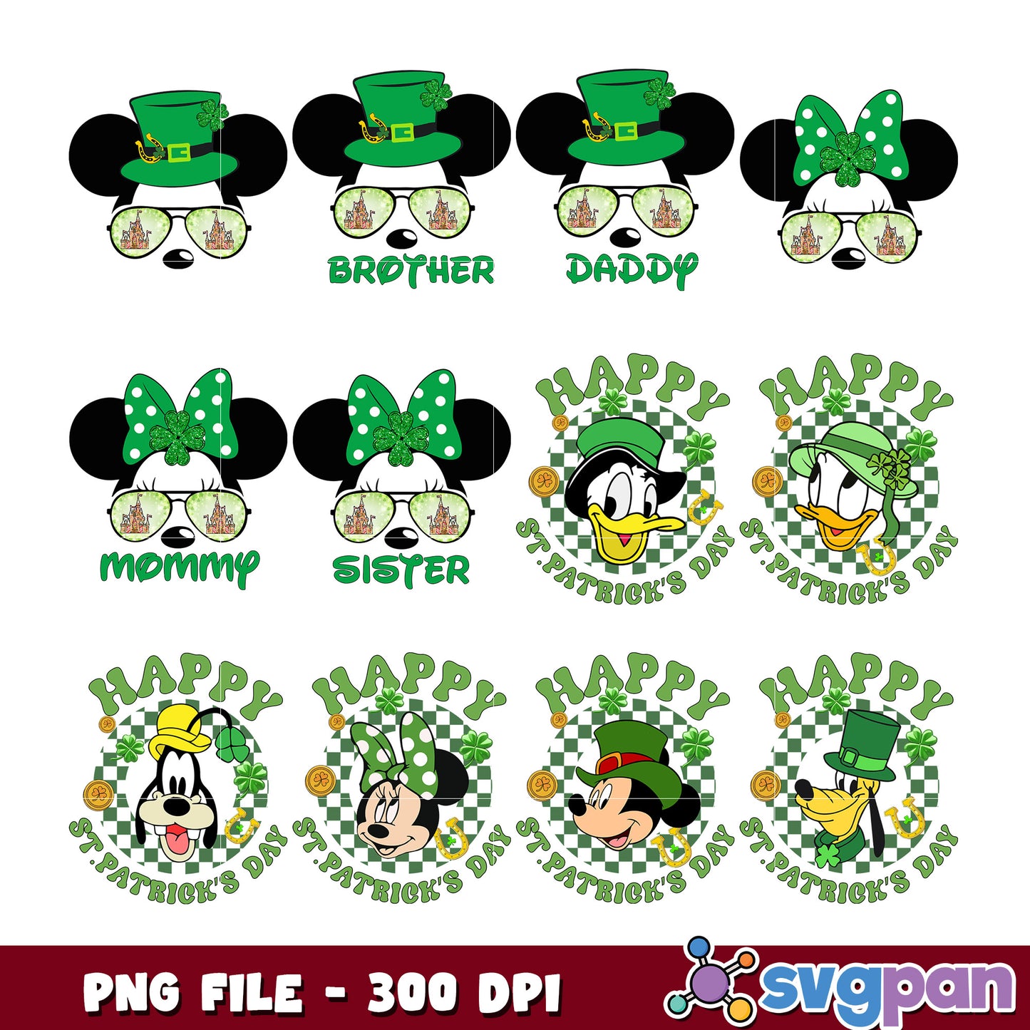 St Patricks Day Disney Family Bundle PNG
