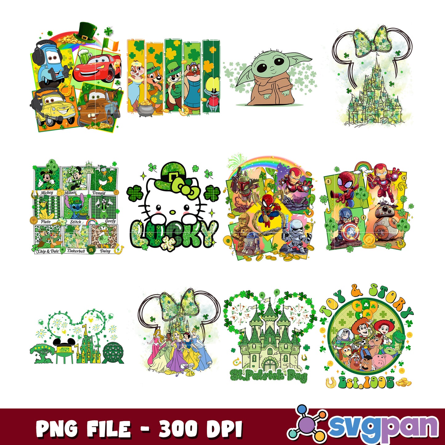 St Patricks Day Disney PNG Bundle