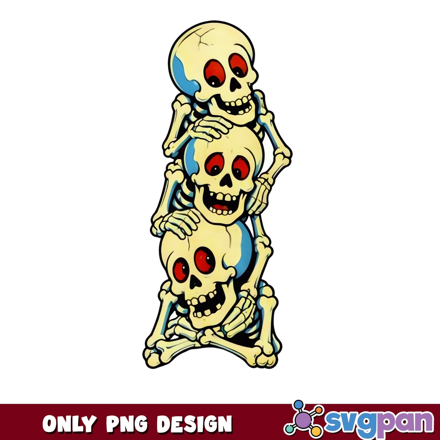 Stacked Skeletons Halloween PNG, Funny Skull Clipart PNG, Skeleton PNG