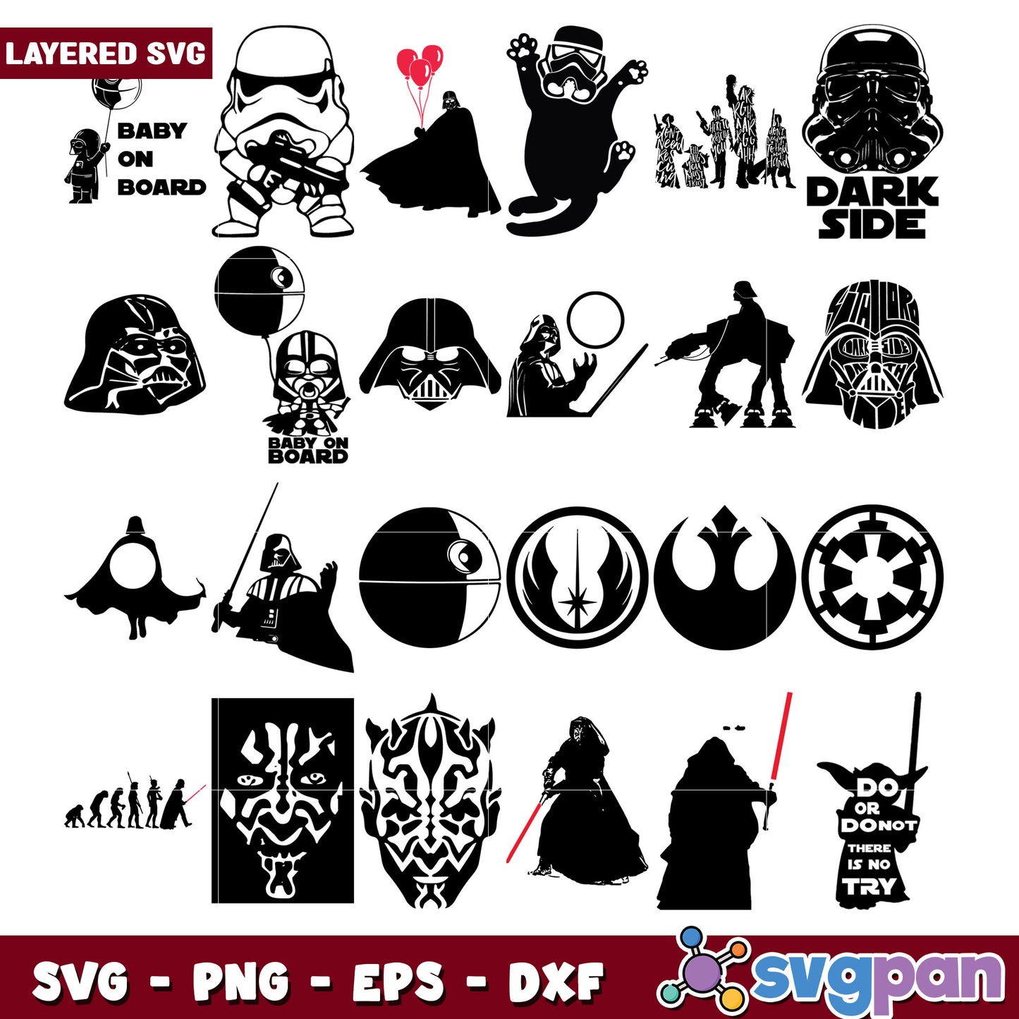Star Wars SVG Bundle Baby on Board Dark Side Designs