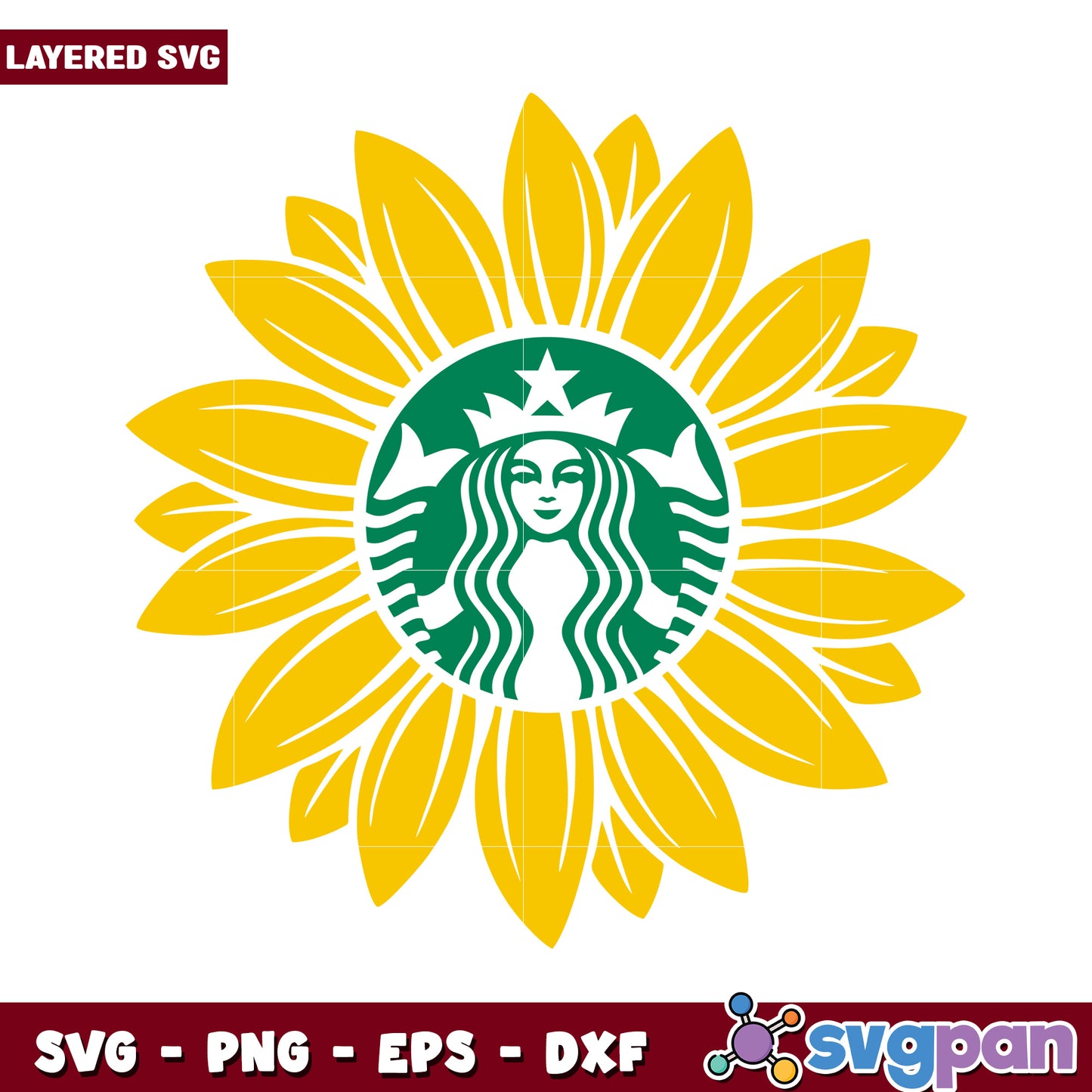 Starbucks logo sunflower SVG design file, perfect for crafting projects