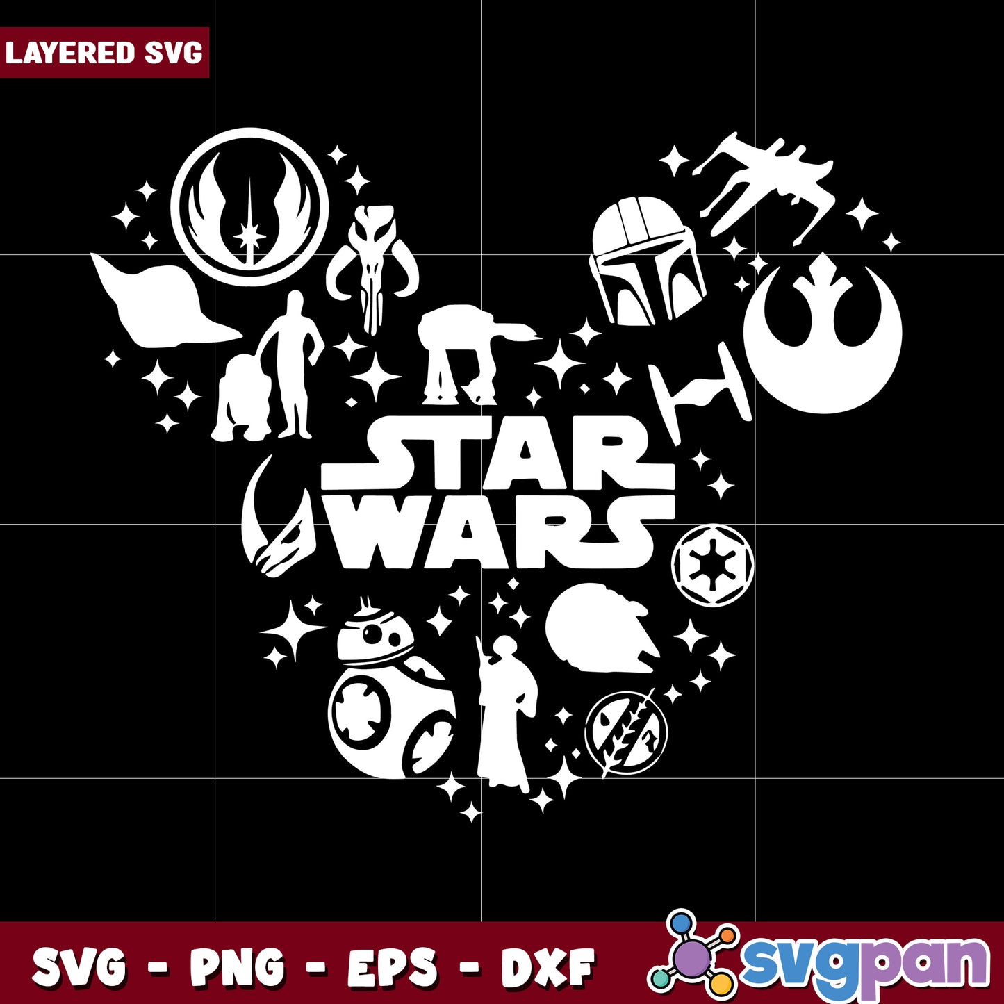 Star wars characters svg, walt disney svg, disney plus svg
