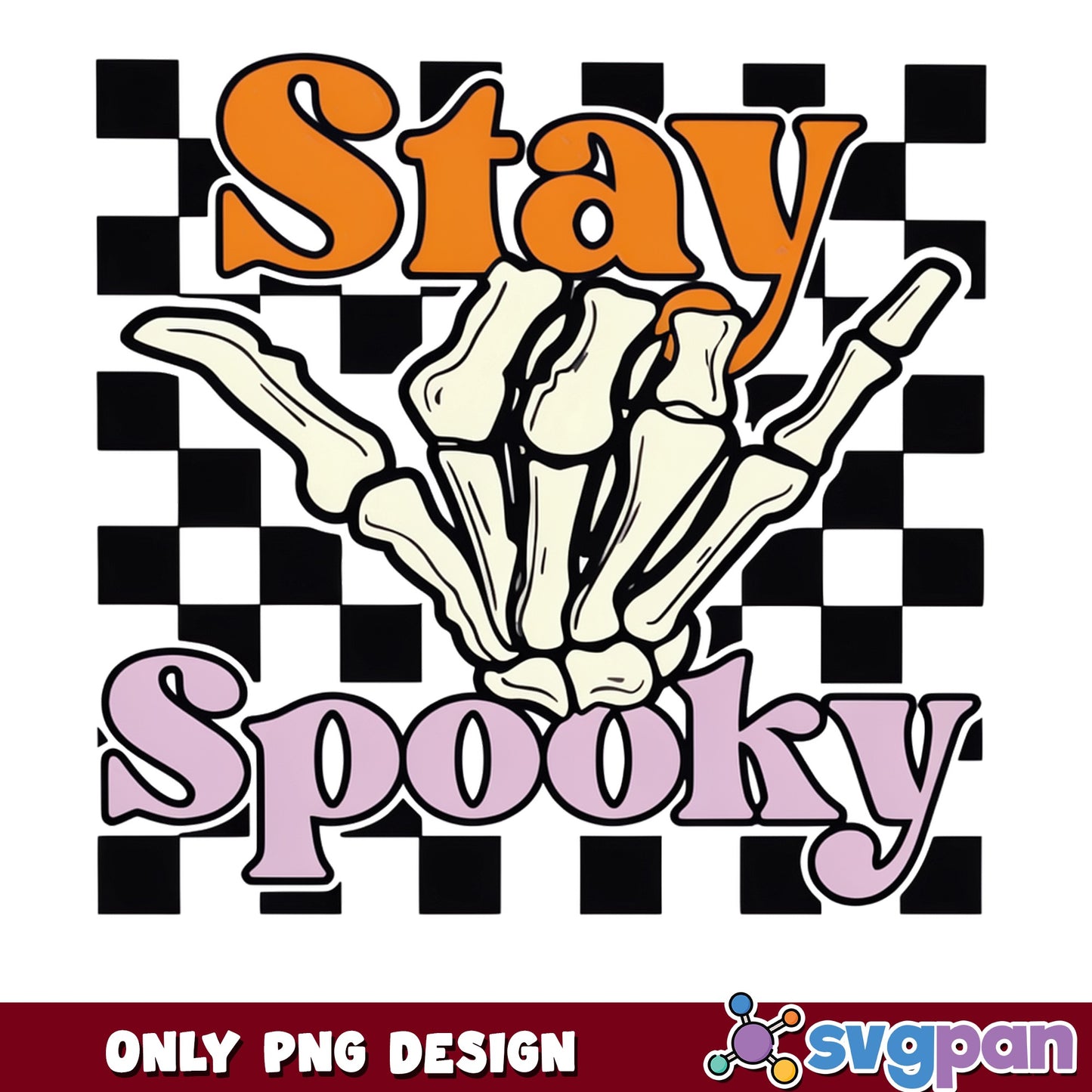 Stay Spooky Skeleton Hand PNG, Halloween PNG, Retro PNG