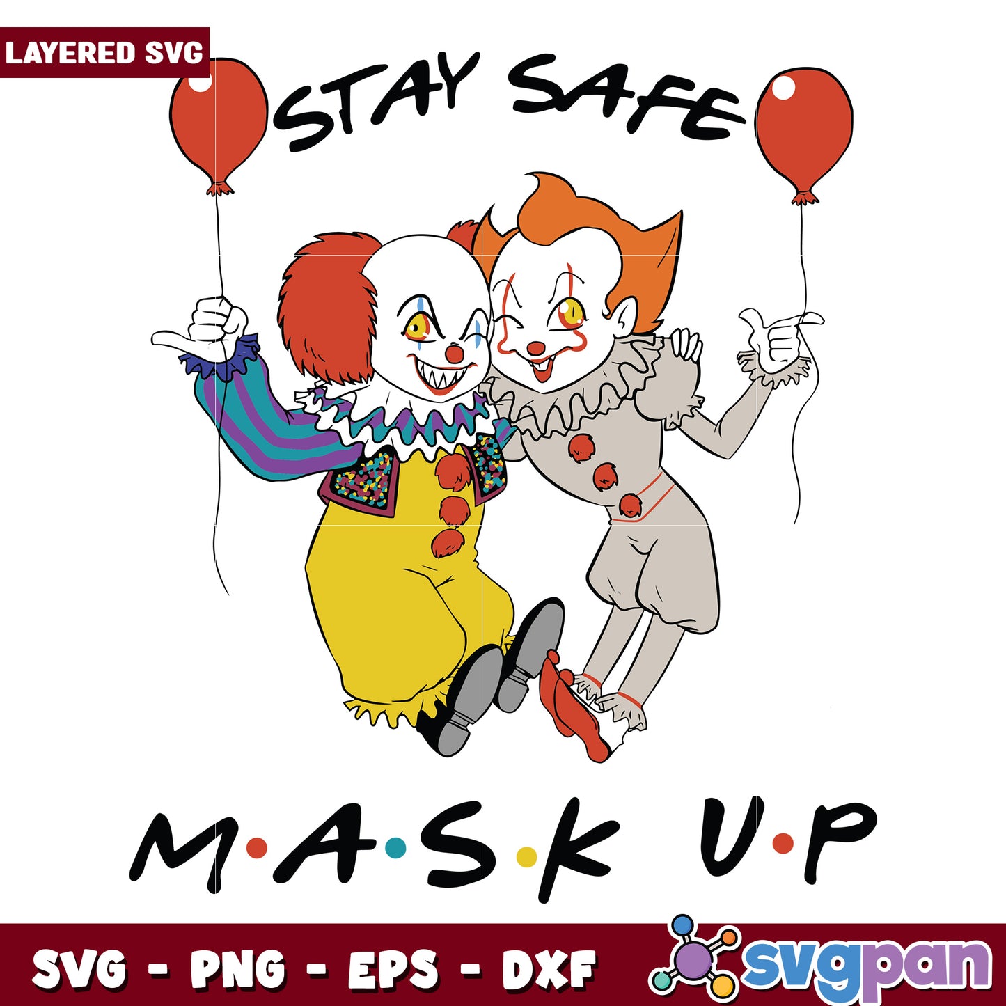 Stay here mask up svg, funny halloween svg, spooky characters svg