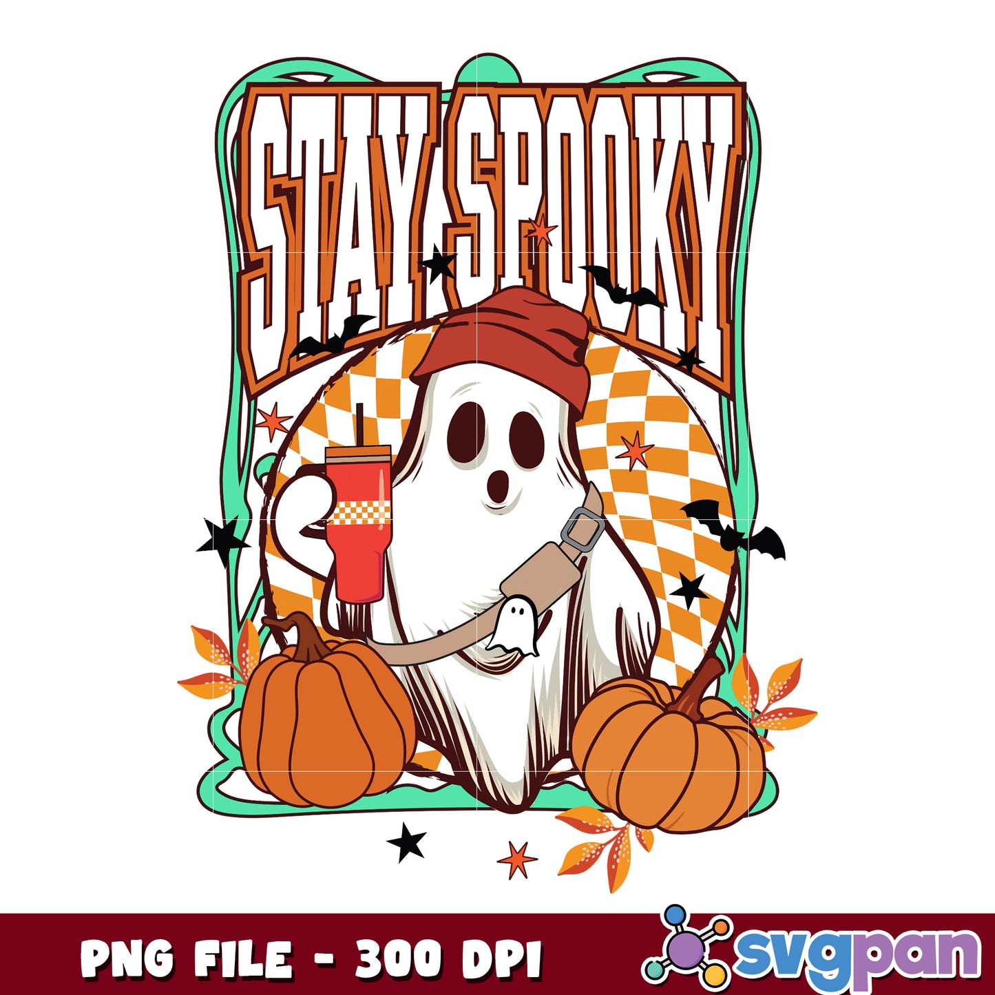 Stay spooky cute ghost png, halloween season png, spooky halloween png