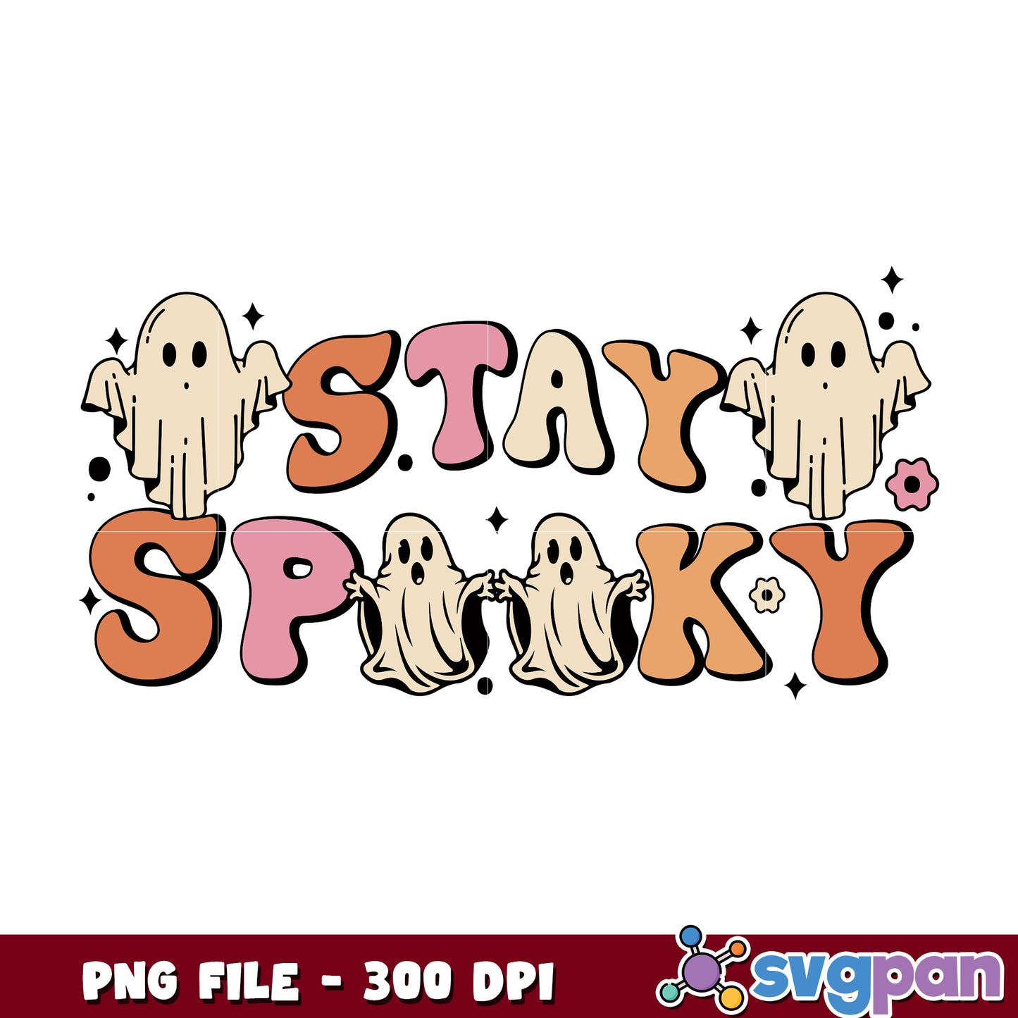 Stay spooky design png, halloween ghost png, spooky season png