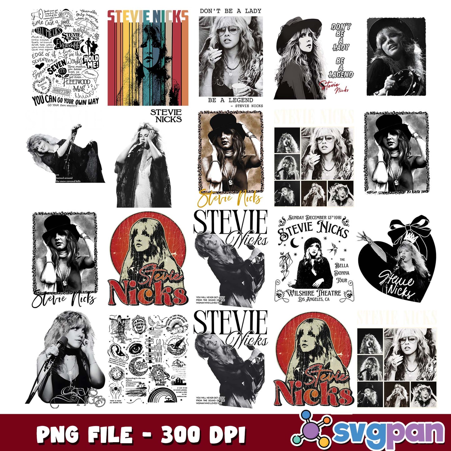 Stevie nicks design png bundle