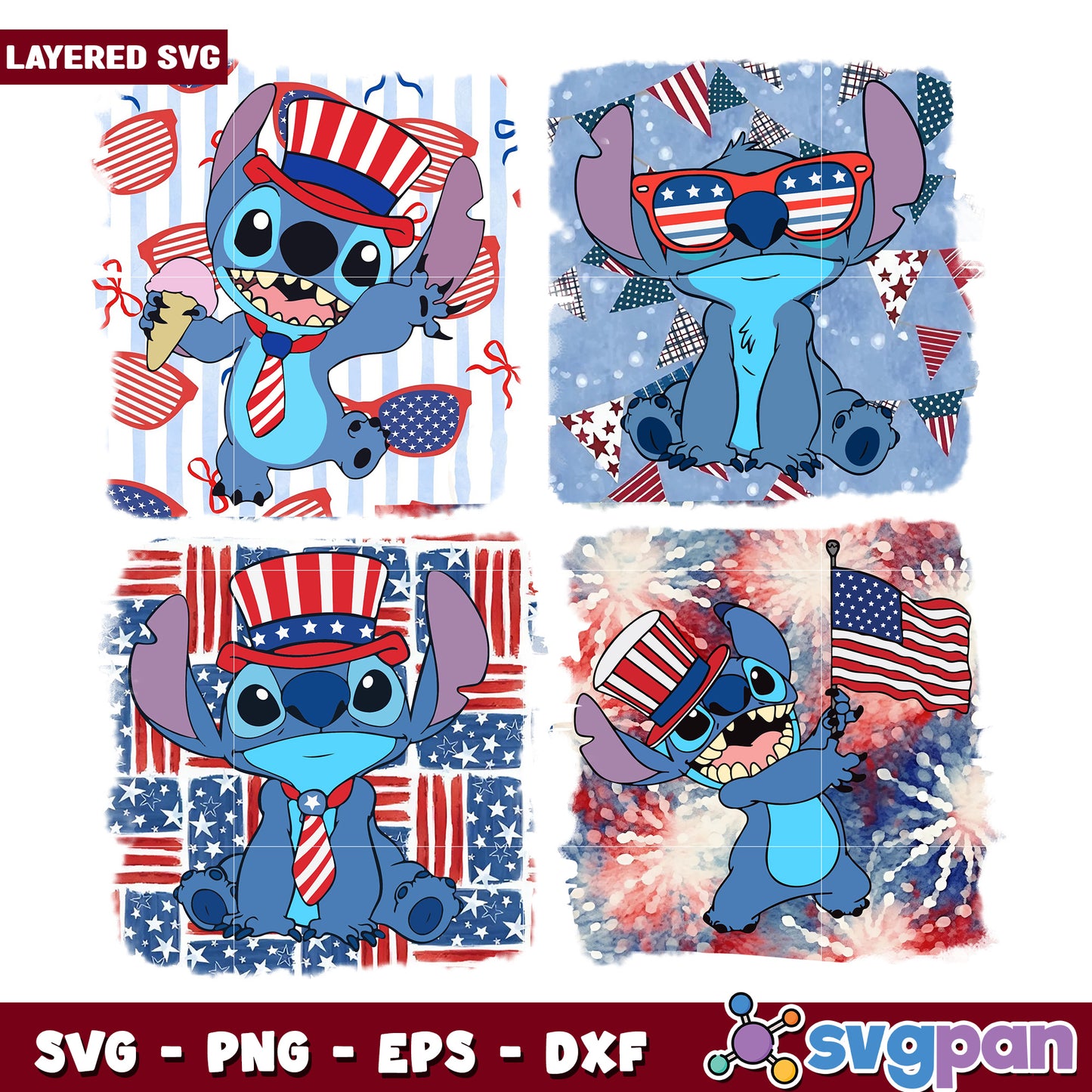 Stitch 4th of july png, lilo and stitch png, walt disney png